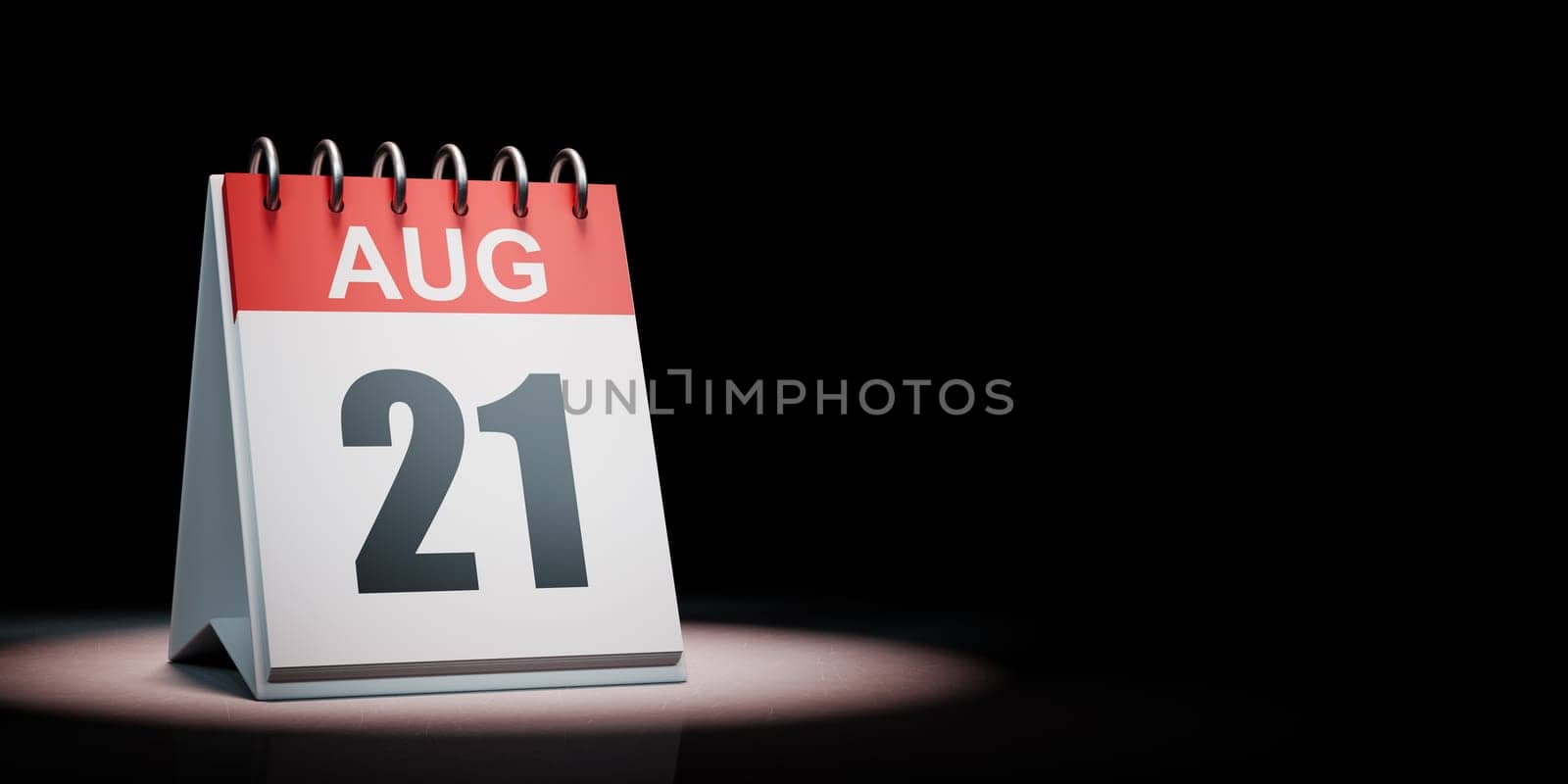 August 21 Calendar Spotlighted on Black Background by make