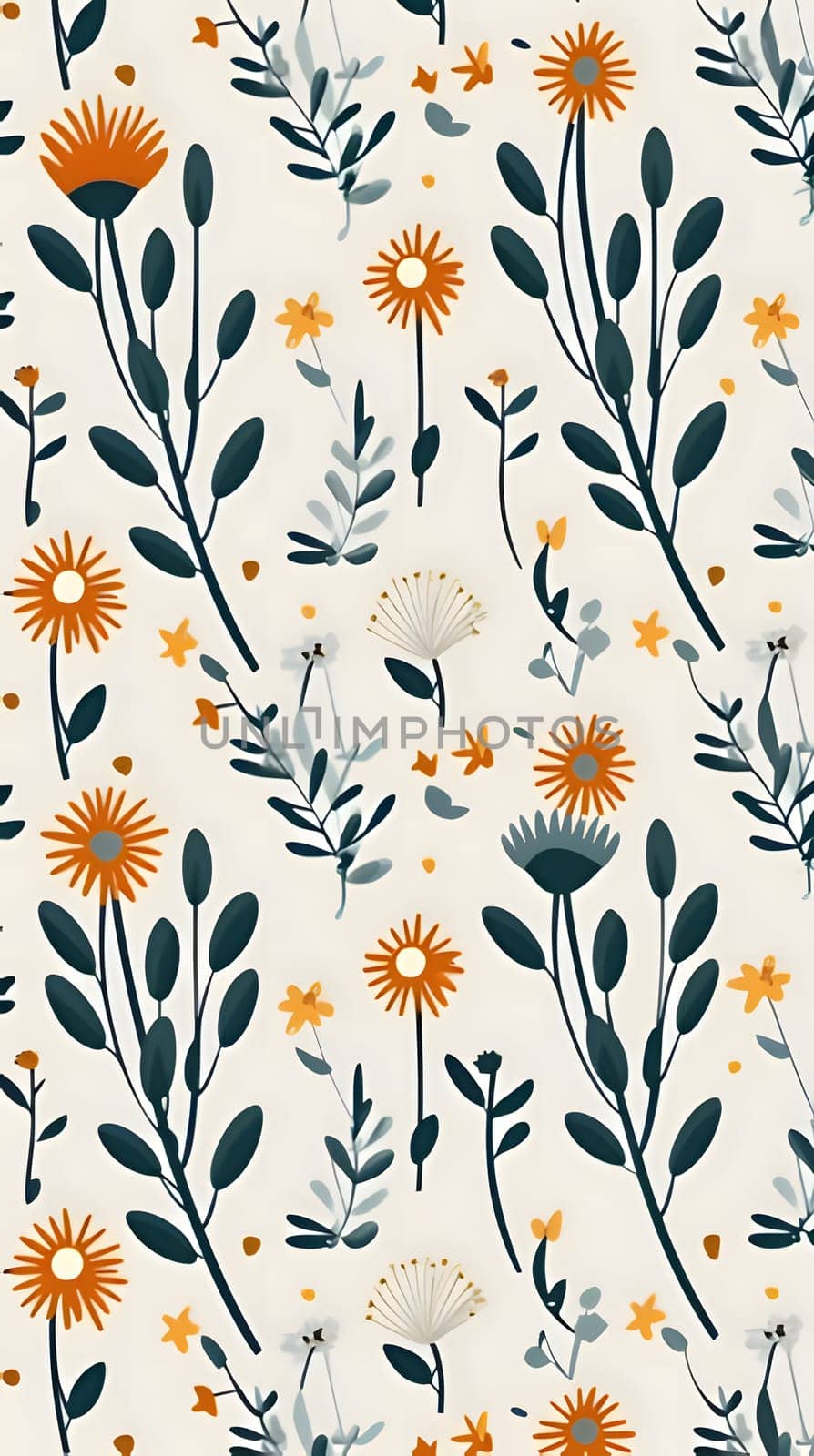 Seamless floral pattern with flowers and leaves. Vector illustration. by ThemesS