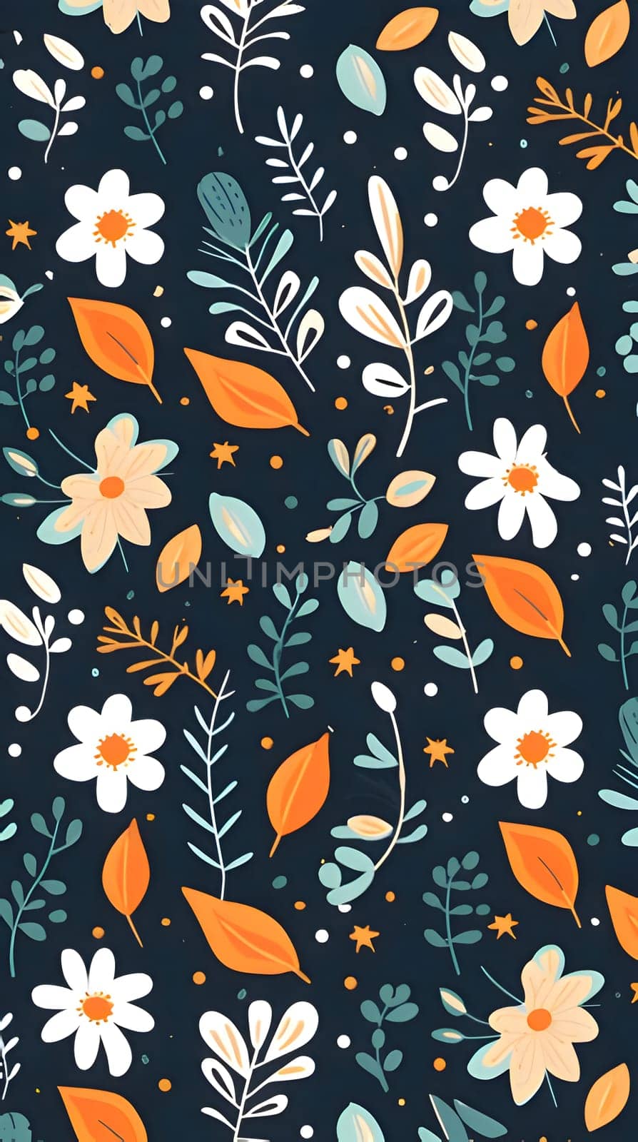 Patterns and banners backgrounds: Seamless pattern with flowers and leaves. Hand drawn vector illustration.