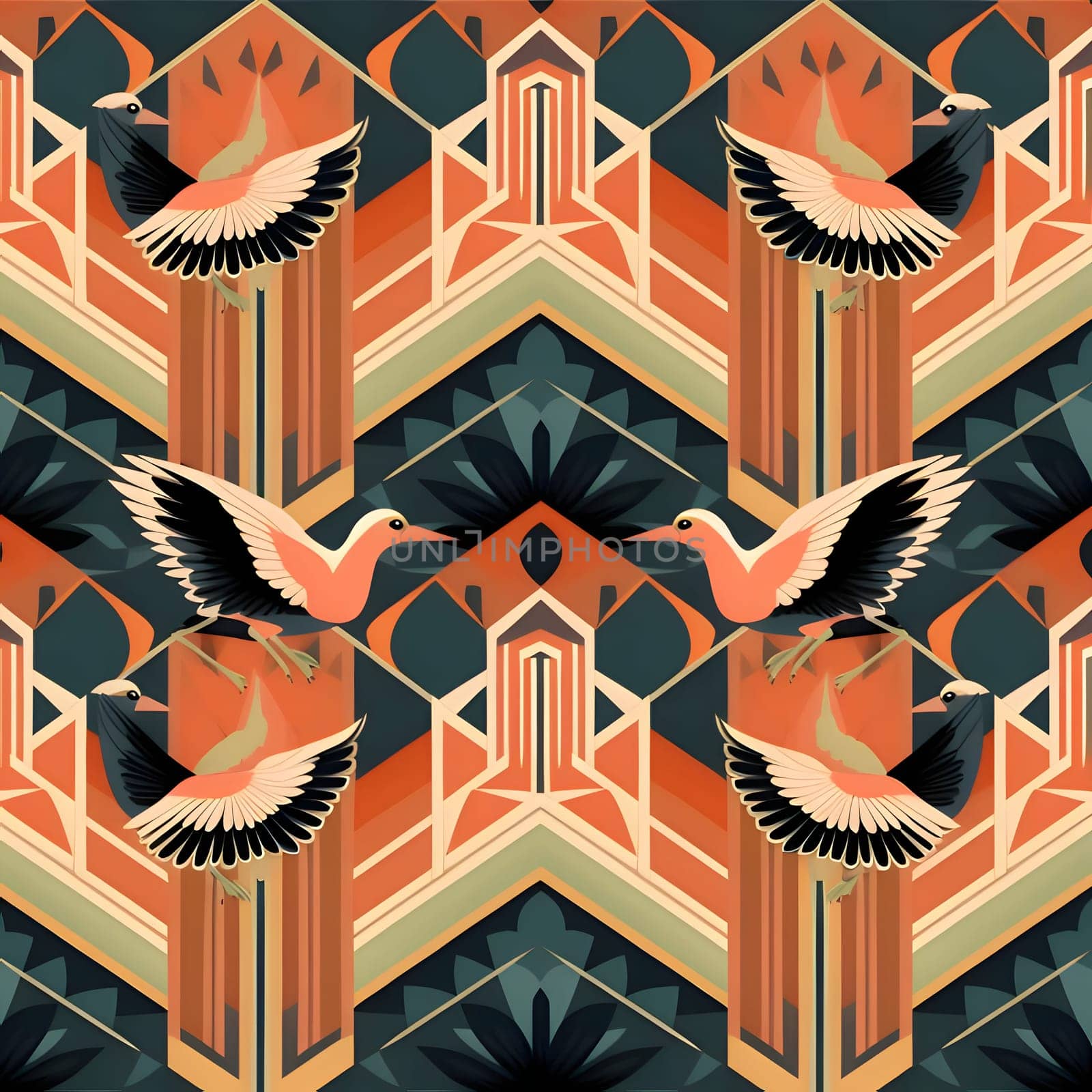 Seamless pattern with storks. Tribal ethnic vector illustration. by ThemesS