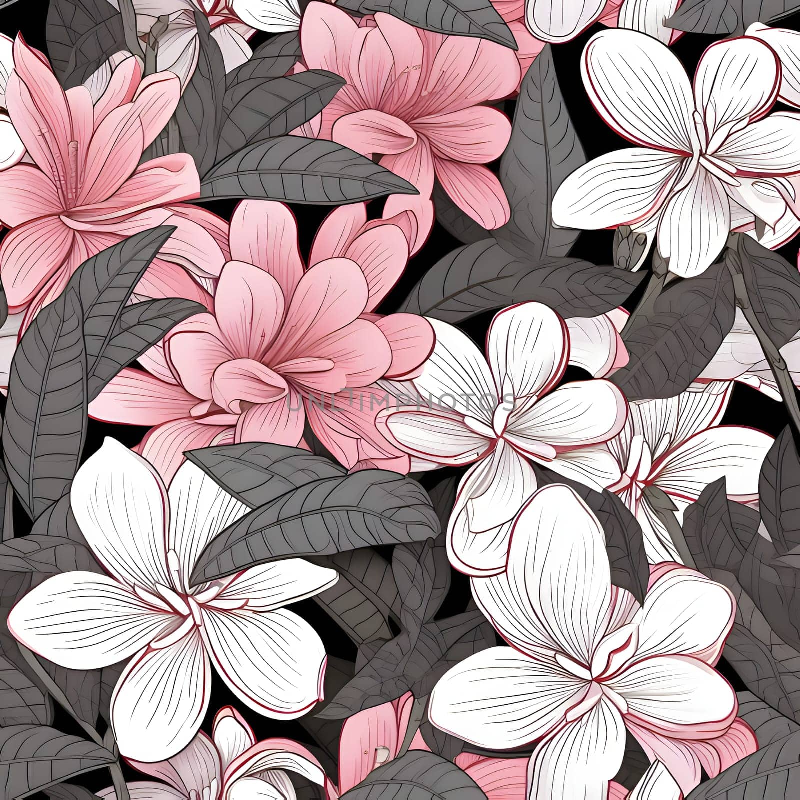 Seamless pattern with frangipani flowers. Vector illustration. by ThemesS