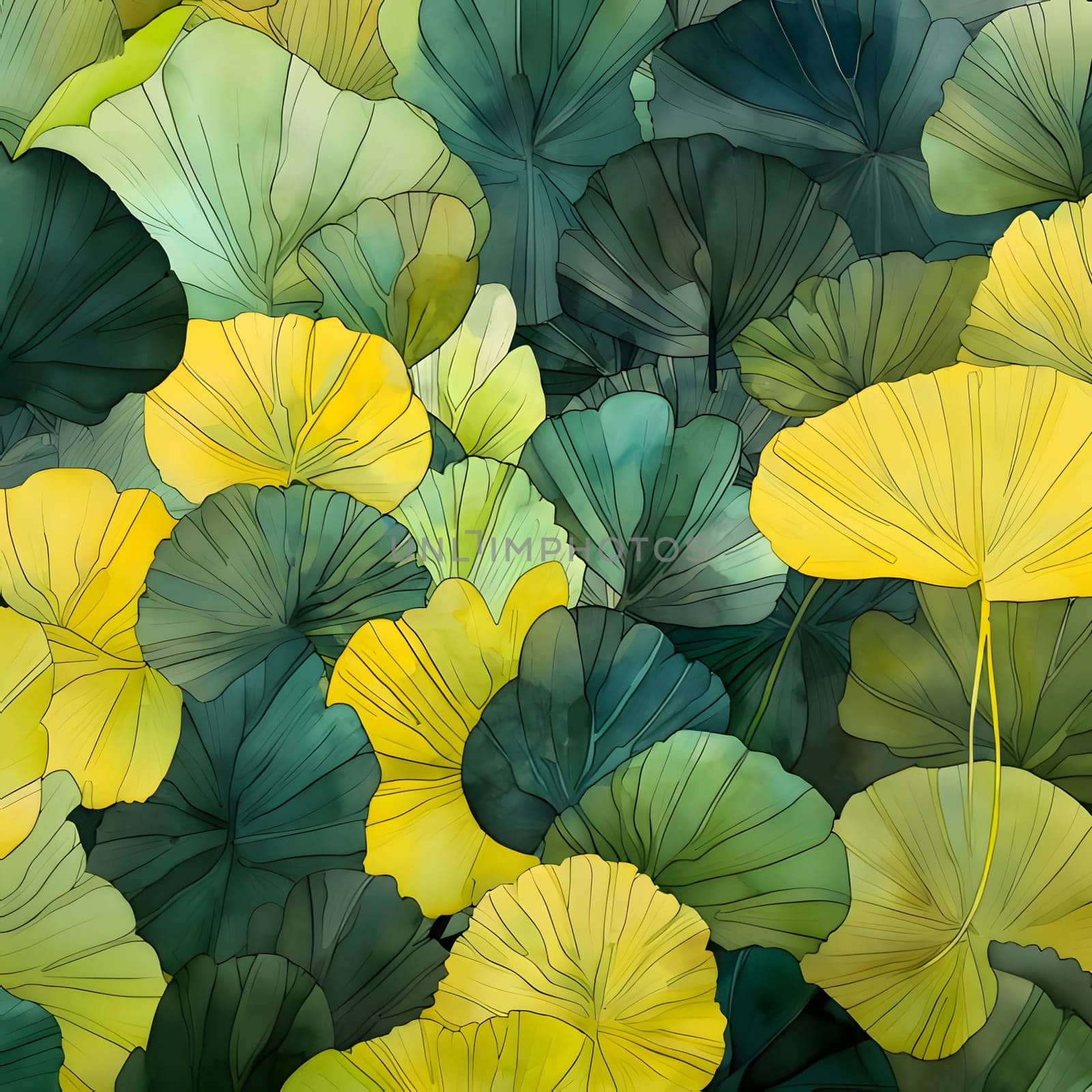 Seamless pattern with ginkgo leaves. Vector background. by ThemesS