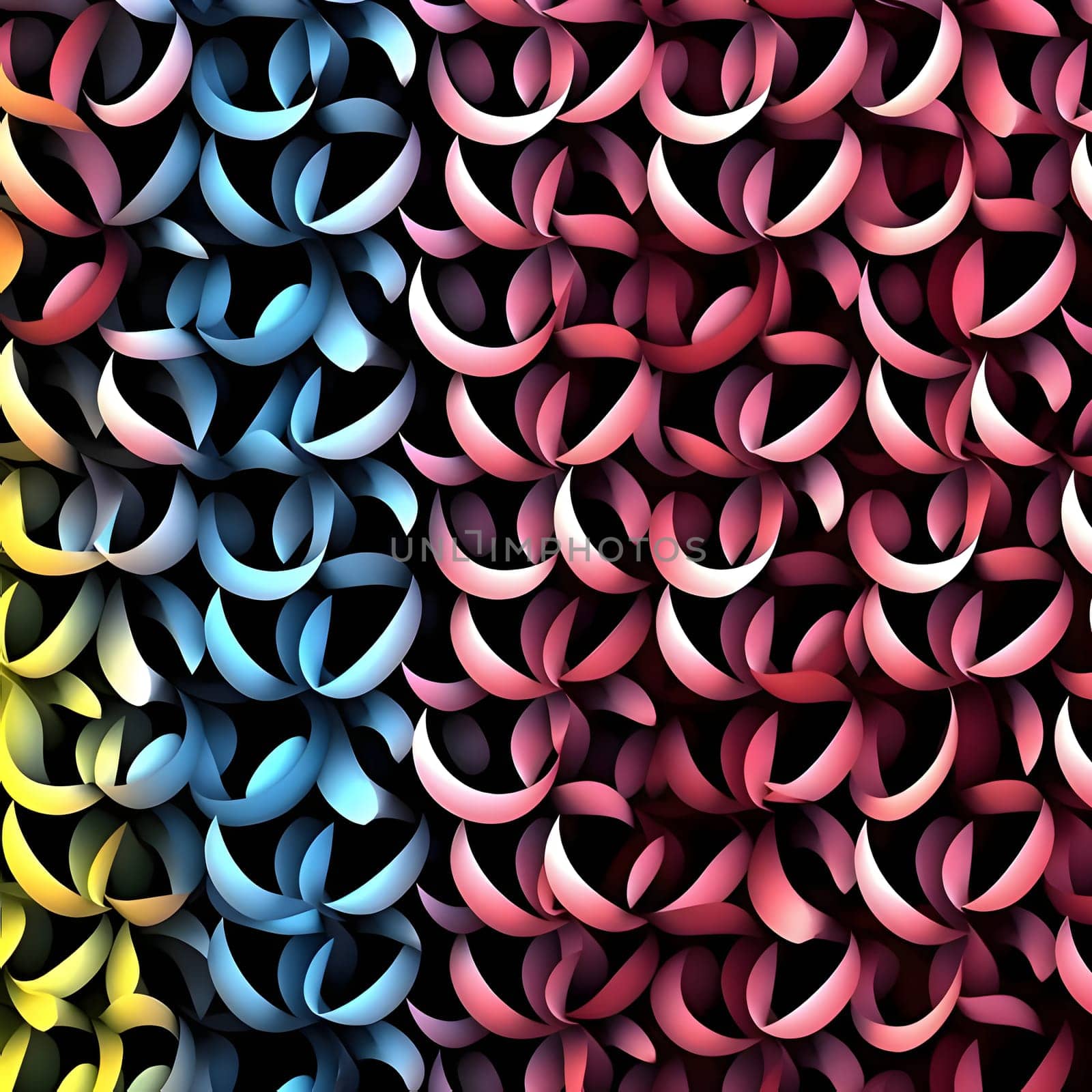 Seamless pattern of multicolored curved ribbons. Vector illustration. by ThemesS