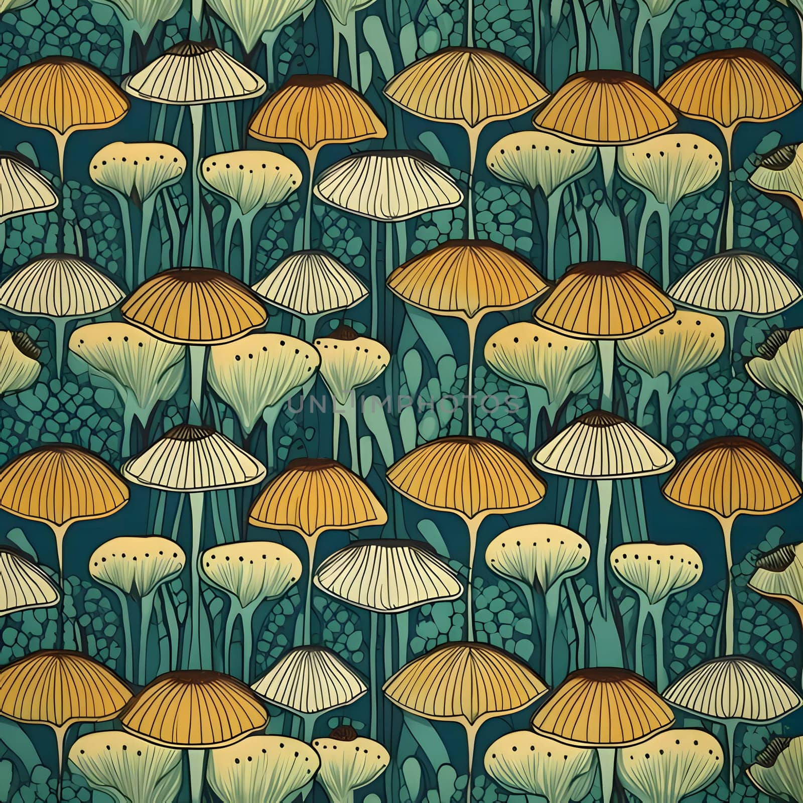 Seamless pattern with mushrooms in cartoon style. Vector illustration. by ThemesS