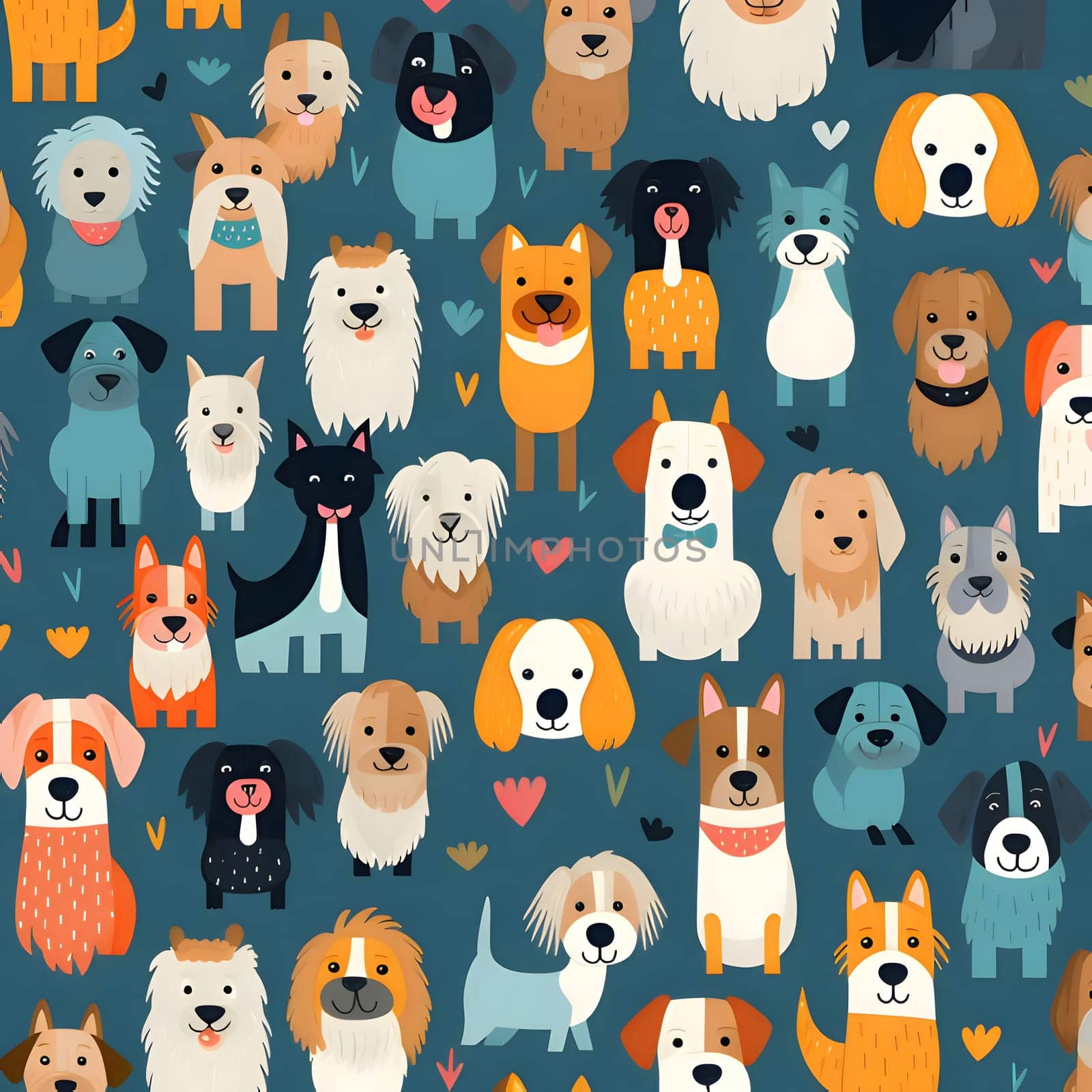 Seamless pattern with cute cartoon dogs. Vector illustration in flat style. by ThemesS