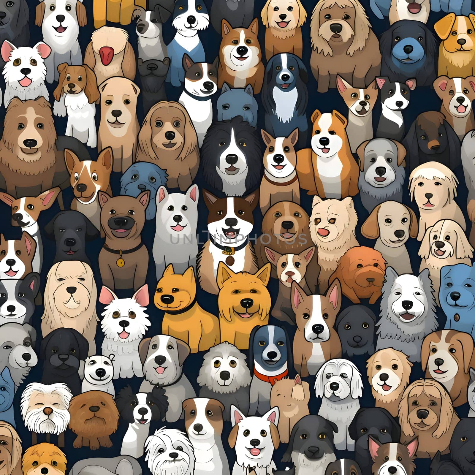 Seamless pattern with different breeds of dogs. Vector illustration. by ThemesS