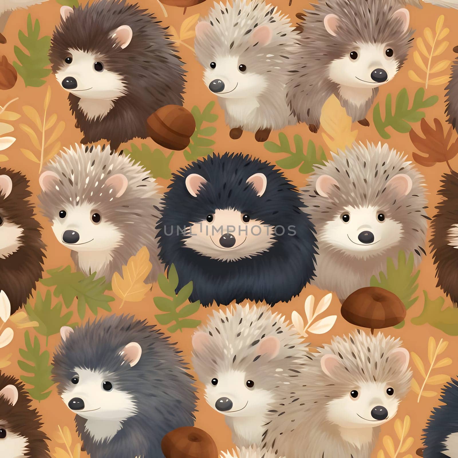 Seamless pattern with cute hedgehogs. Vector illustration. by ThemesS