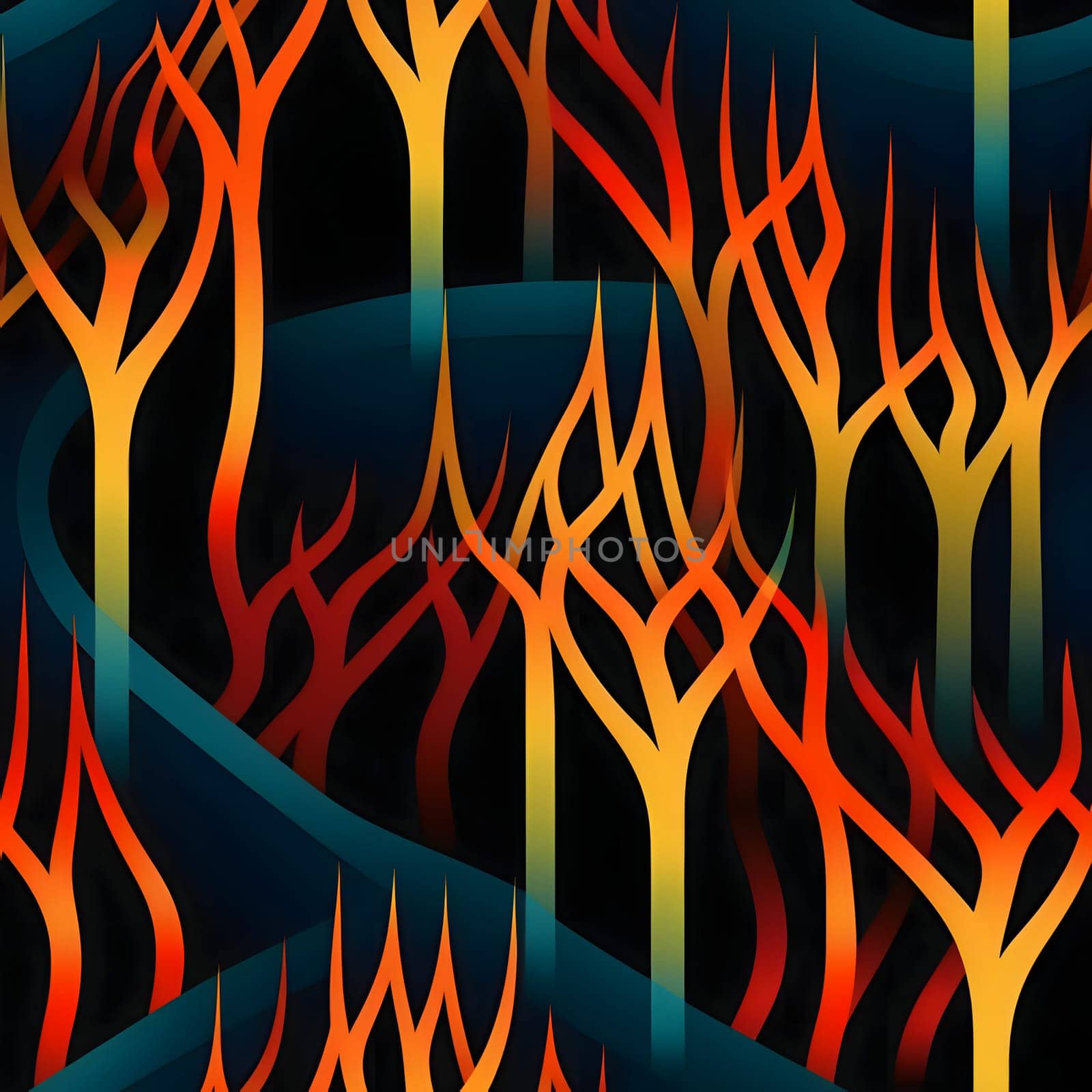 Patterns and banners backgrounds: Abstract background with tree branches and fire. Vector illustration. Eps 10.