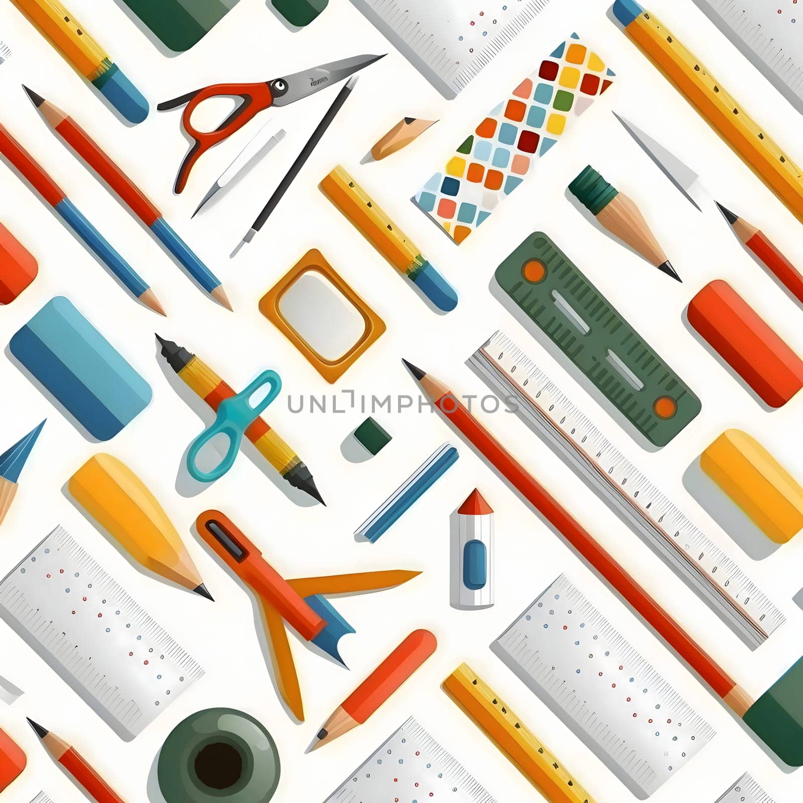 Seamless pattern with school supplies. Back to school. Vector illustration by ThemesS