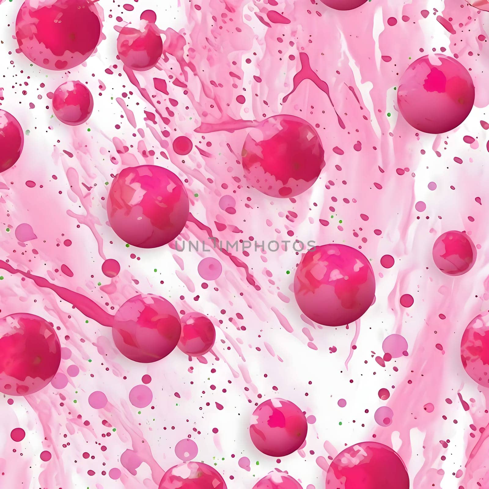 Seamless pattern with pink paint splashes and drops. Vector illustration. by ThemesS