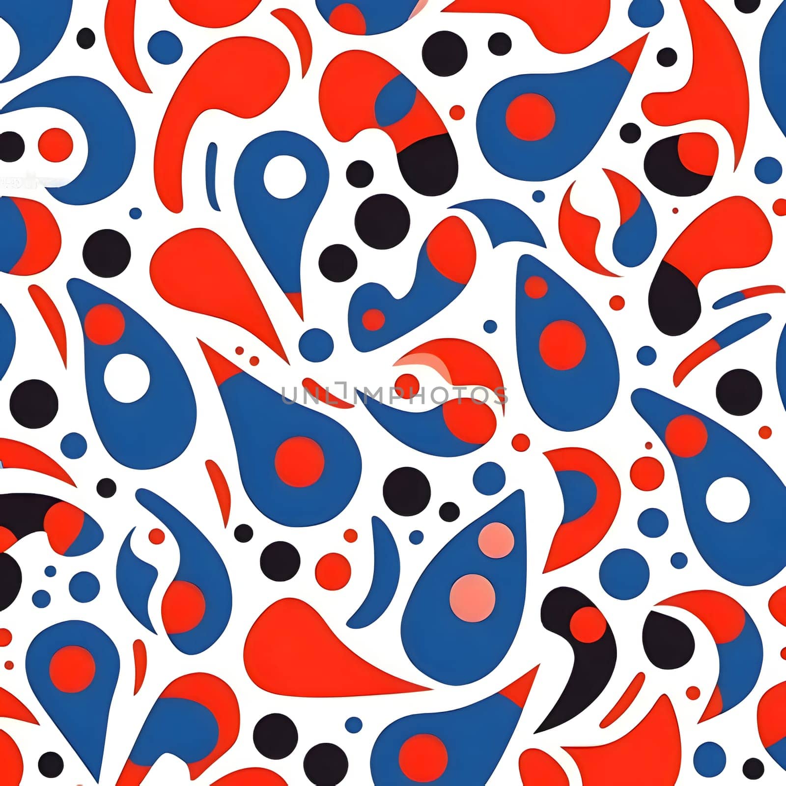 Seamless pattern of abstract shapes in red and blue colors. by ThemesS