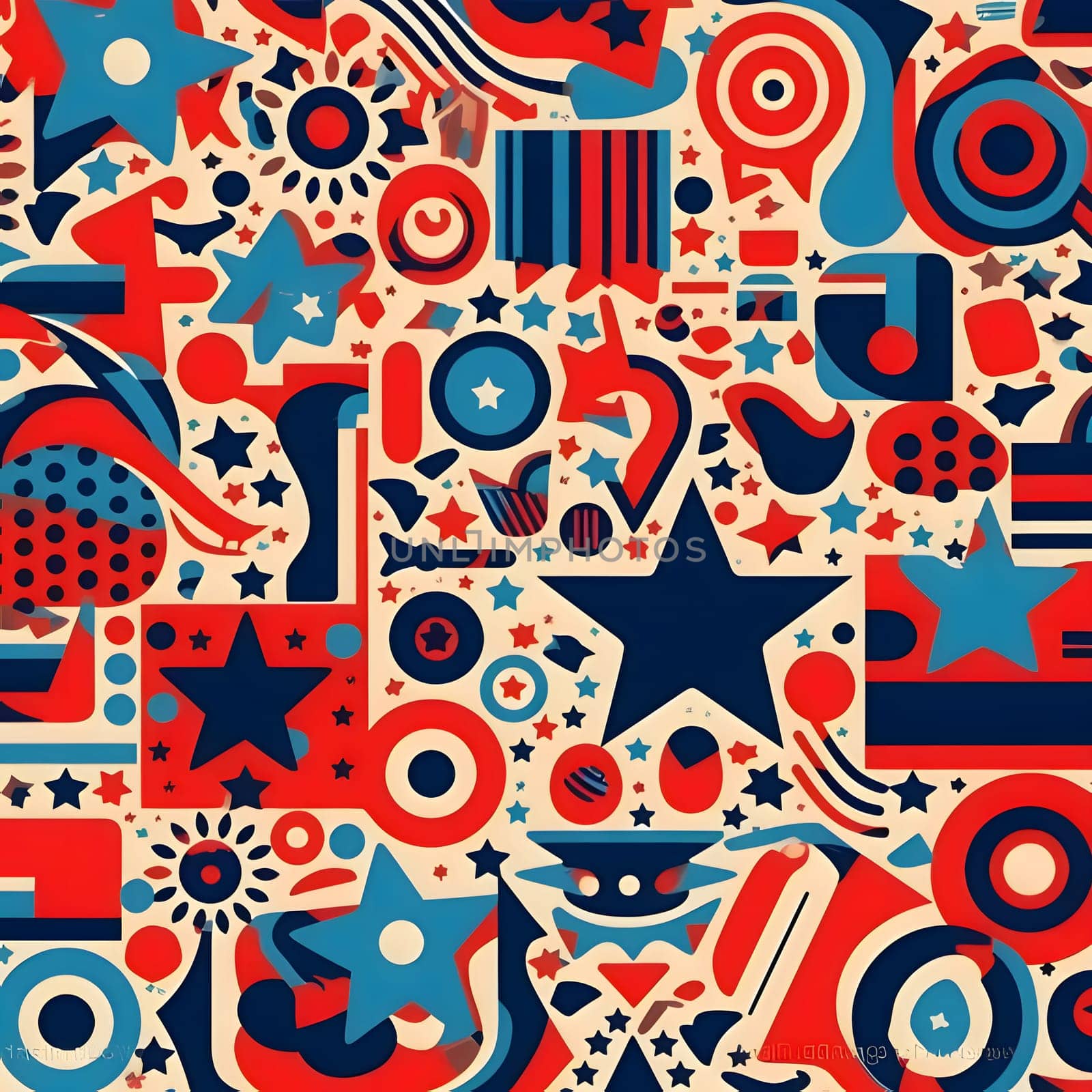 Seamless pattern with american symbols. Vector illustration in retro style. by ThemesS