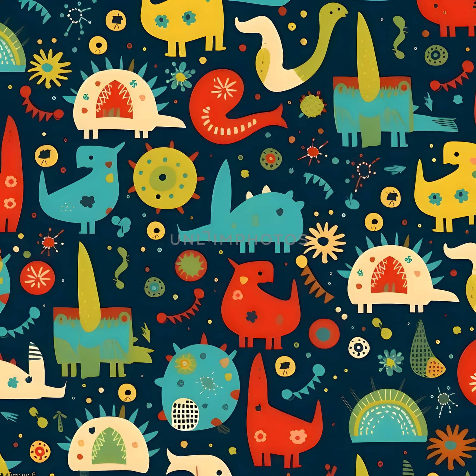 Seamless pattern with cute dinosaurs. Vector illustration for kids. by ThemesS