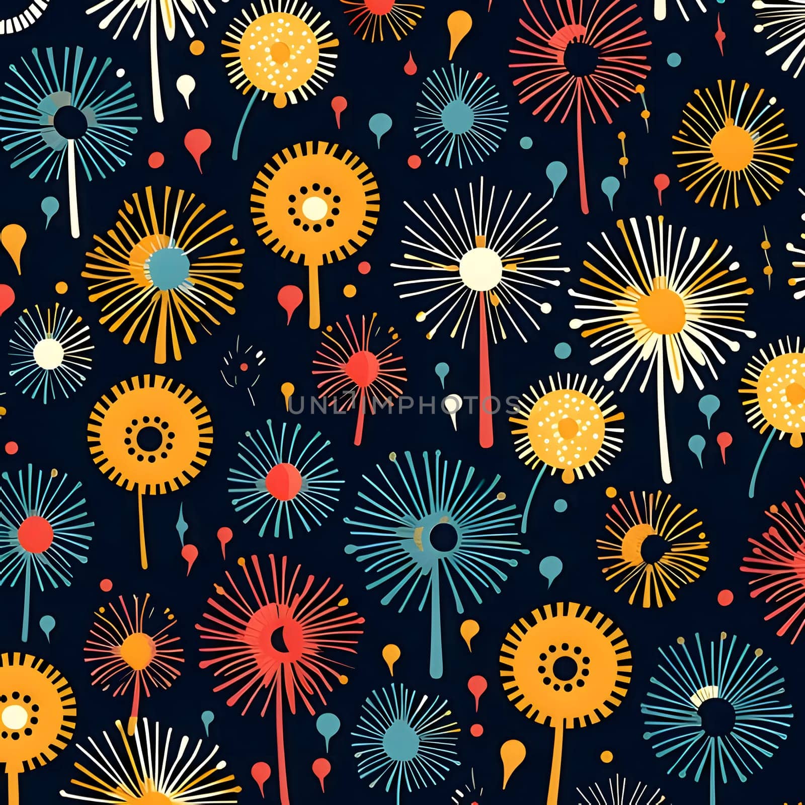 Seamless pattern with dandelions. Vector illustration in a flat style. by ThemesS