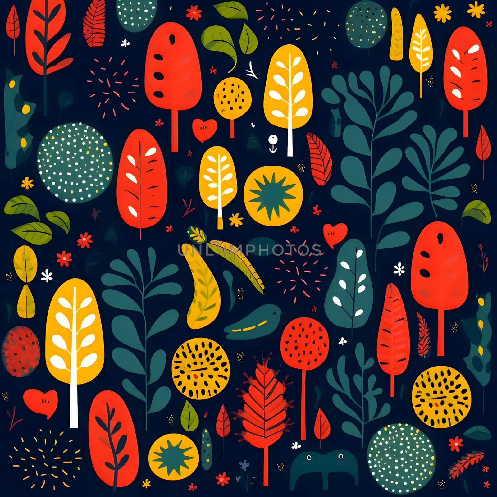 Seamless pattern with cute hand drawn forest elements. Vector illustration. by ThemesS