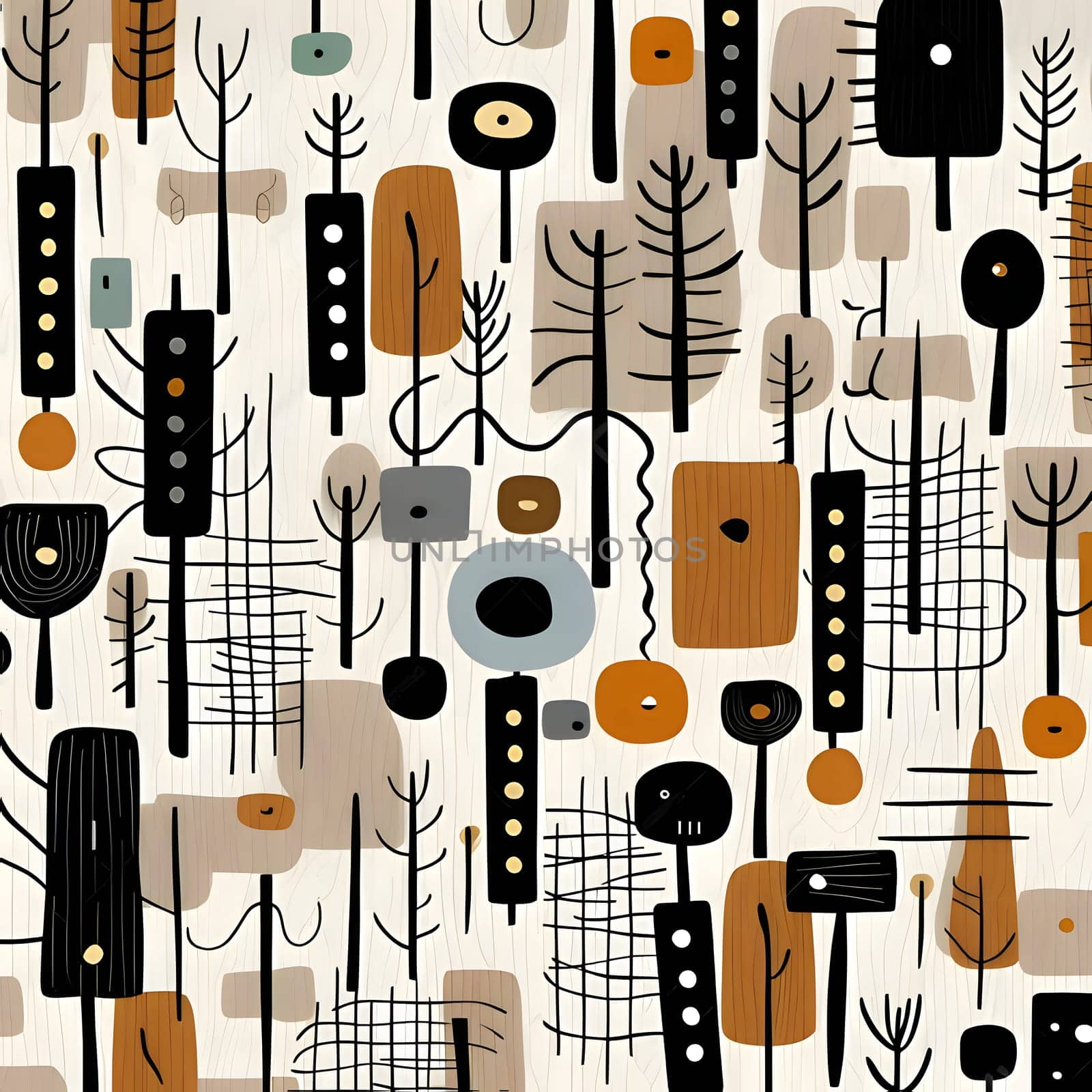 Patterns and banners backgrounds: Seamless pattern with hand drawn trees. Scandinavian style. Vector illustration.