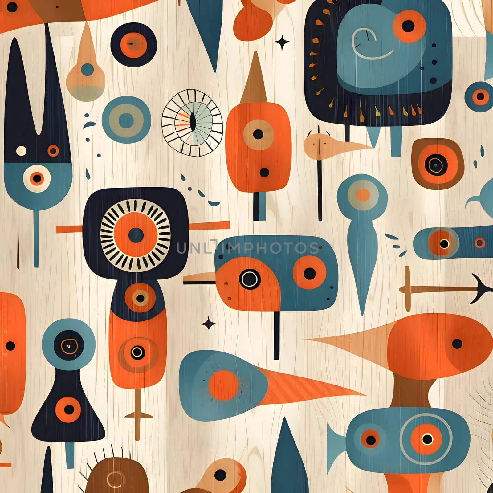 Patterns and banners backgrounds: Seamless pattern with cute monsters on wooden background. Vector illustration.