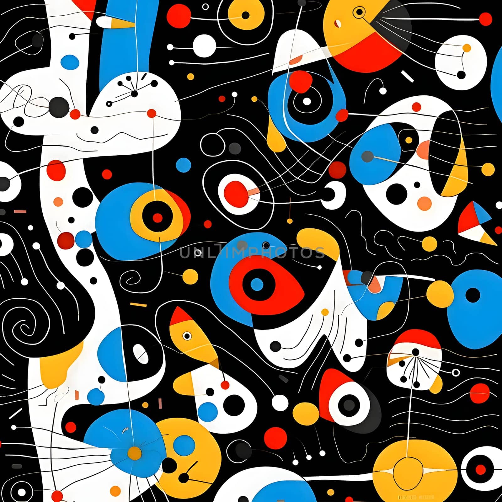 Seamless pattern with abstract shapes and dots. Vector illustration. by ThemesS