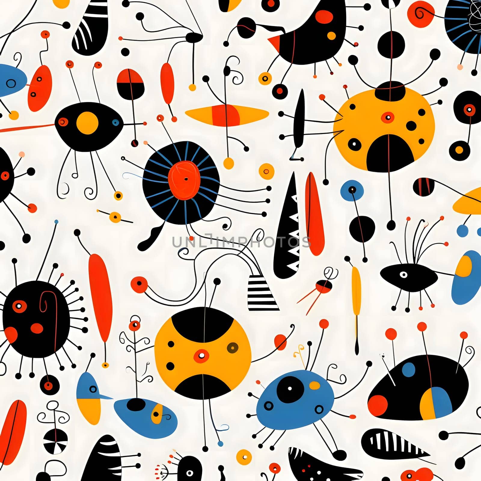 Seamless pattern with ladybugs and insects. Vector illustration. by ThemesS