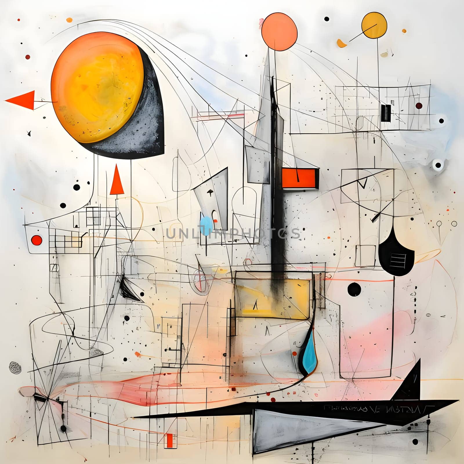 Abstract hand drawn illustration of a modern city with buildings and skyscrapers by ThemesS