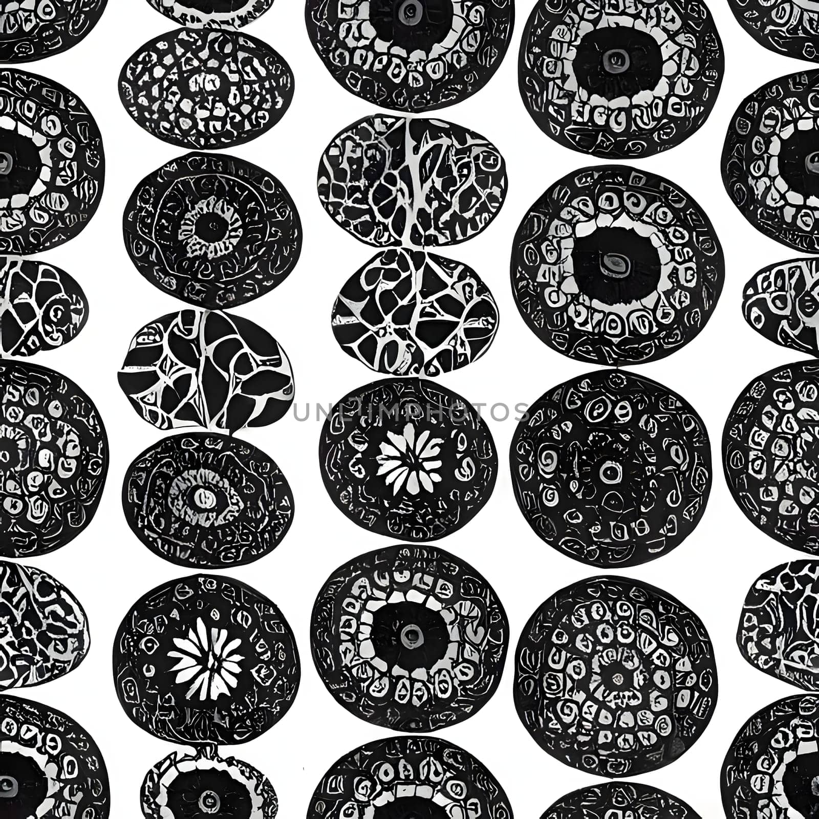 Patterns and banners backgrounds: Black and white seamless pattern with mandalas. Vector illustration.