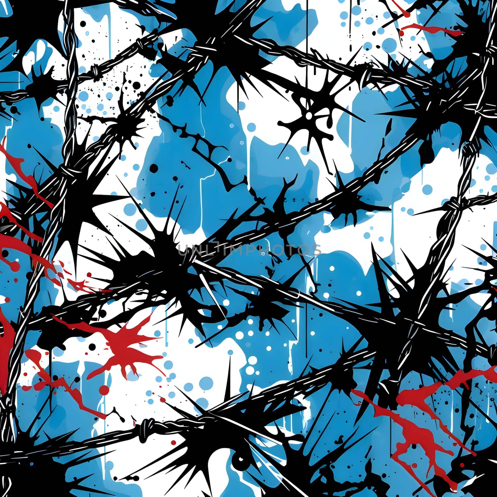 Seamless pattern with hand drawn brush strokes and splashes. Grunge background. by ThemesS