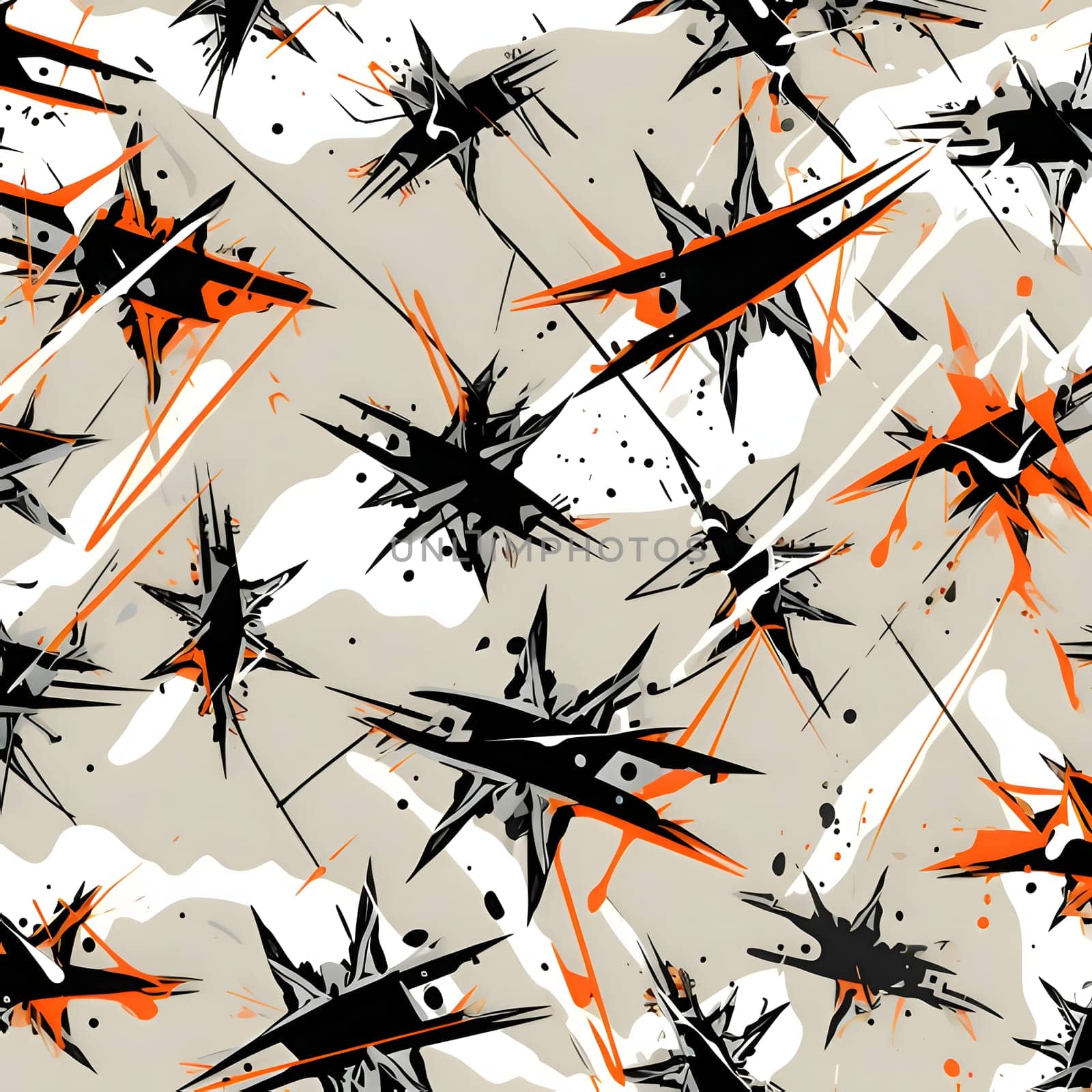 Abstract seamless pattern with hand drawn brush strokes and splashes. Grunge background. by ThemesS