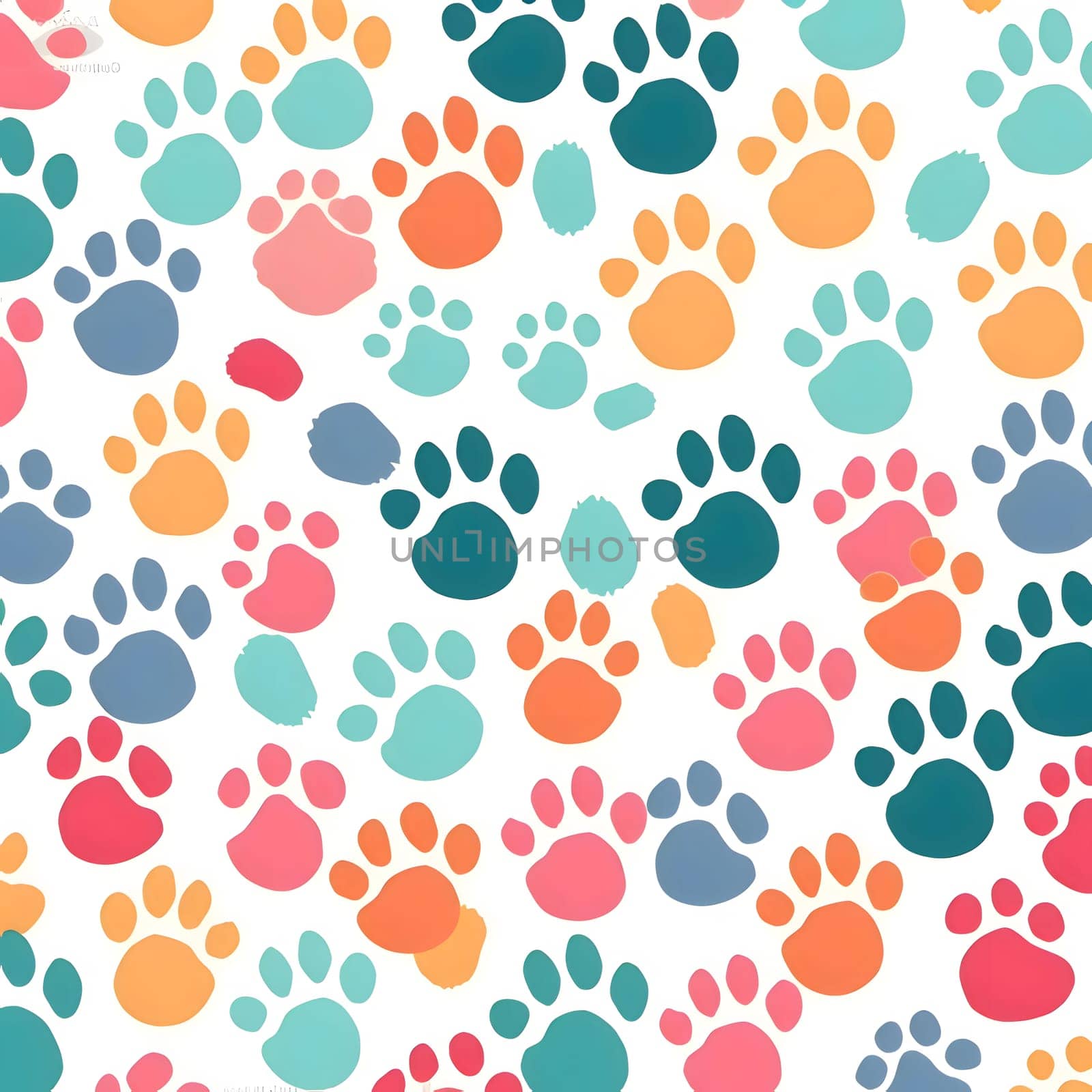 Patterns and banners backgrounds: Seamless pattern with colorful paw prints. Vector illustration for your design