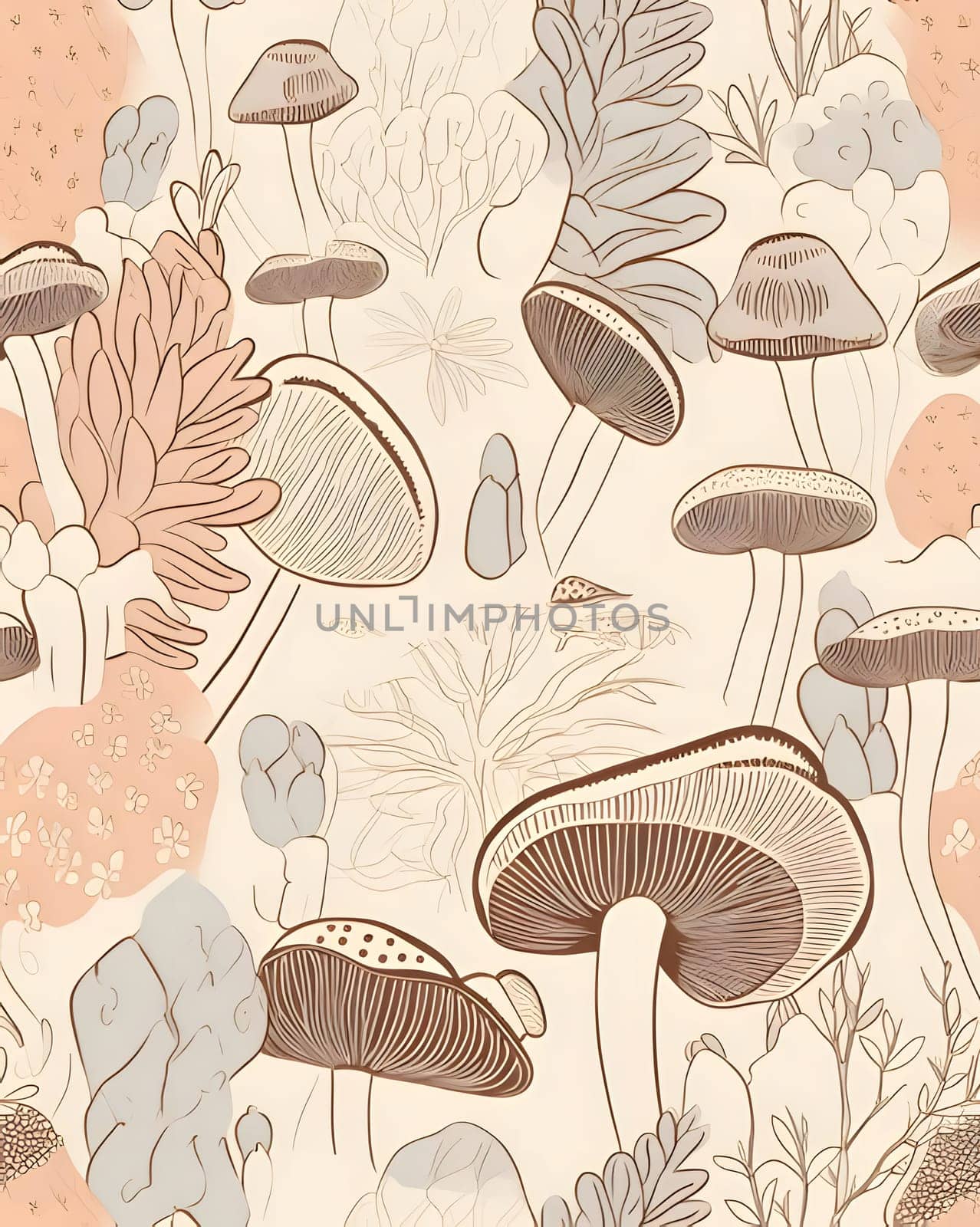 Seamless pattern with mushrooms. Vector illustration in vintage style. by ThemesS