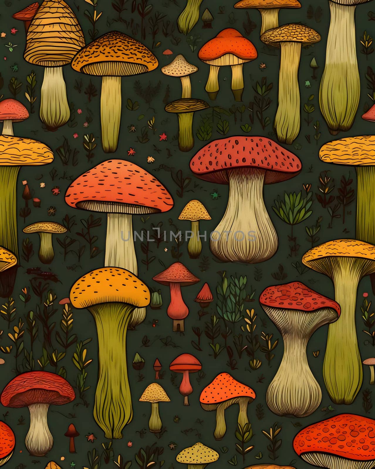 Patterns and banners backgrounds: Seamless pattern with mushrooms. Vector illustration in cartoon style.