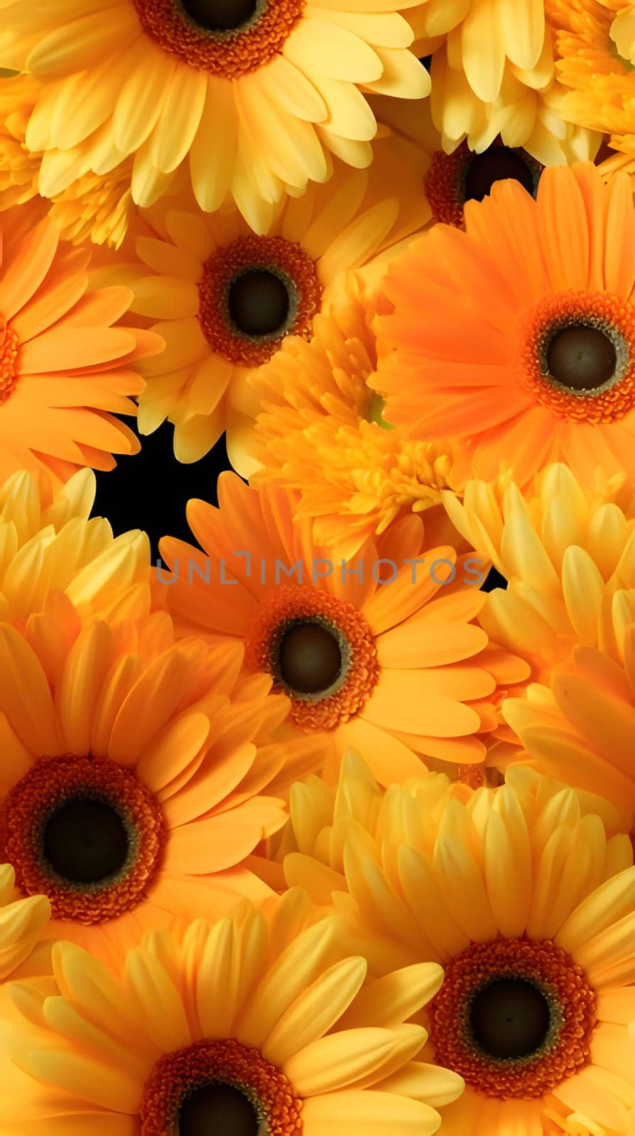 Beautiful orange gerbera flowers on black background. Close up. by ThemesS