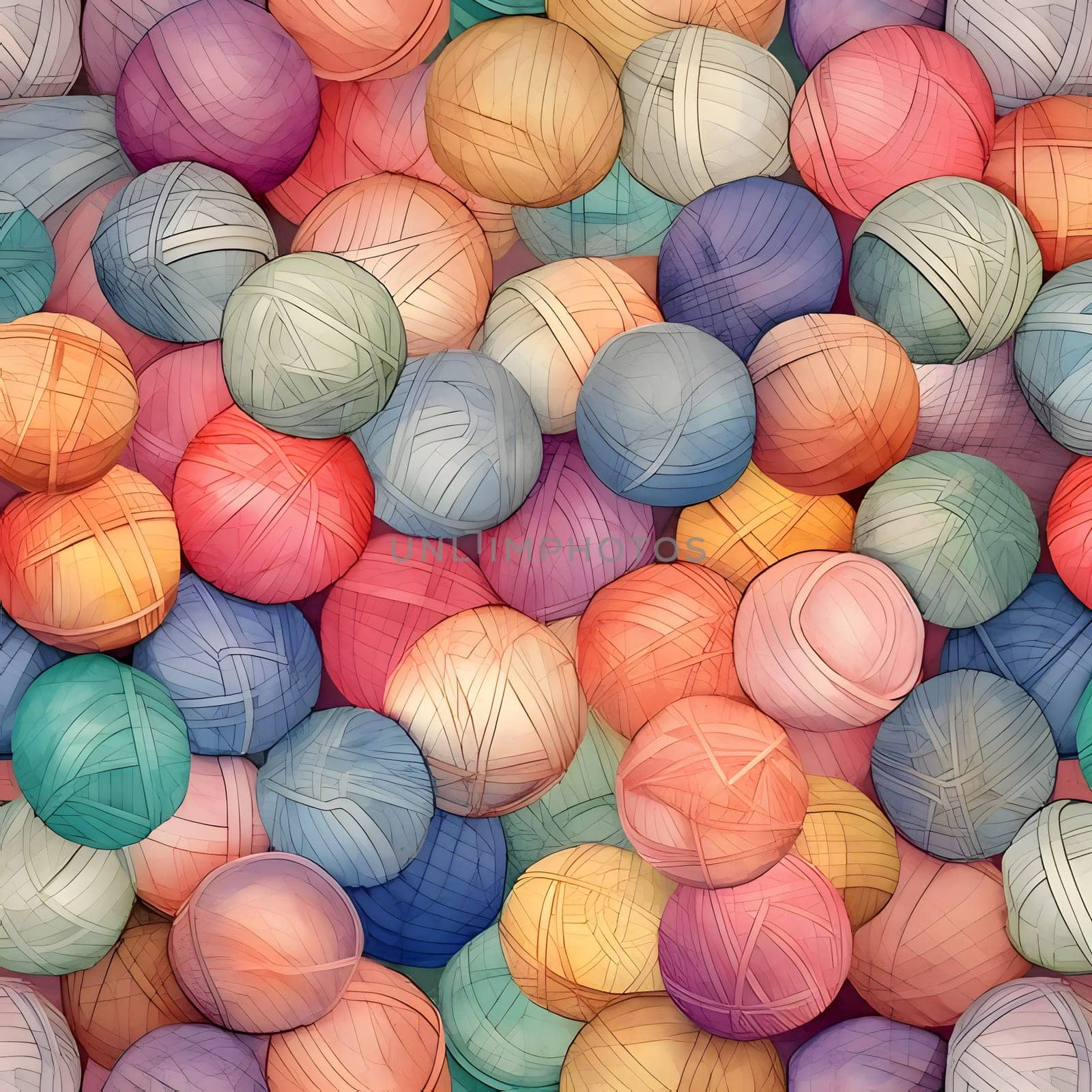 Patterns and banners backgrounds: Seamless pattern of multicolored yarn balls. Vector illustration.