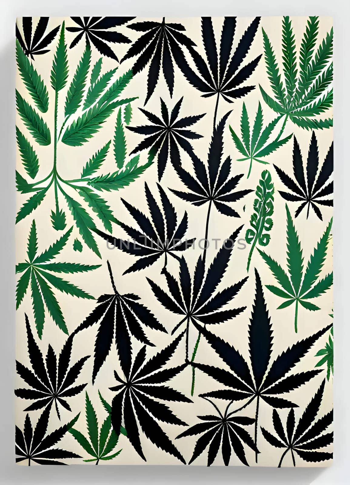 Cannabis leaf pattern. Green leaves of marijuana on a white background by ThemesS