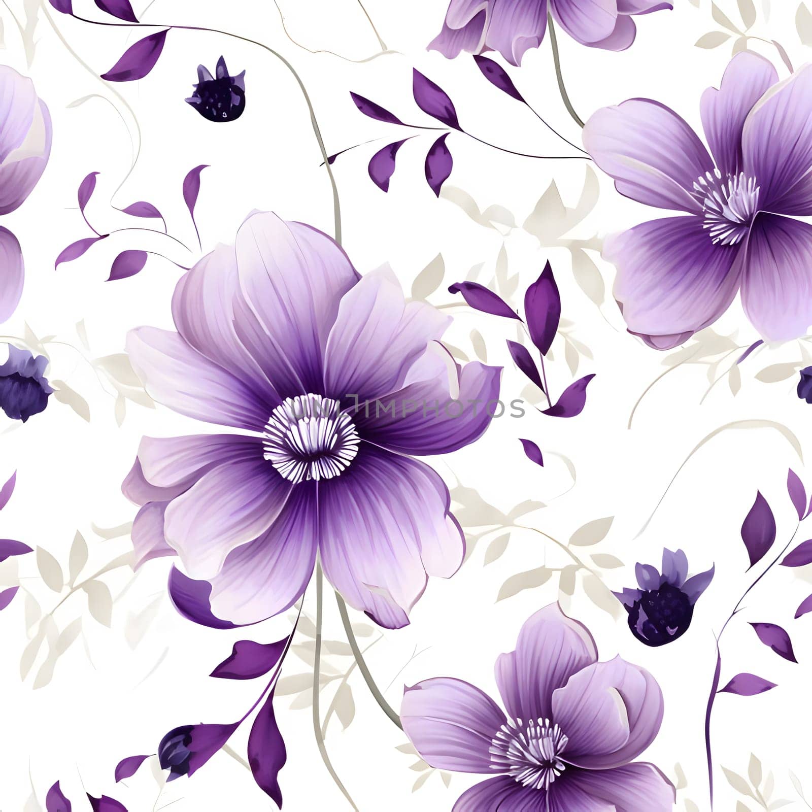 Patterns and banners backgrounds: Seamless floral pattern with purple poppies. Vector illustration.