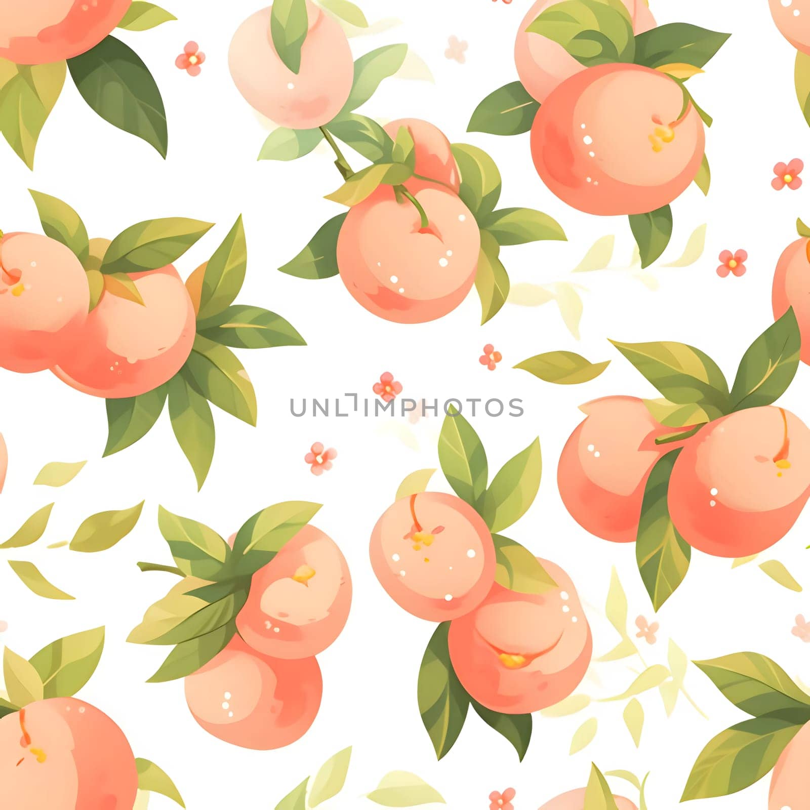 Patterns and banners backgrounds: Seamless pattern with peaches and leaves. Vector illustration.