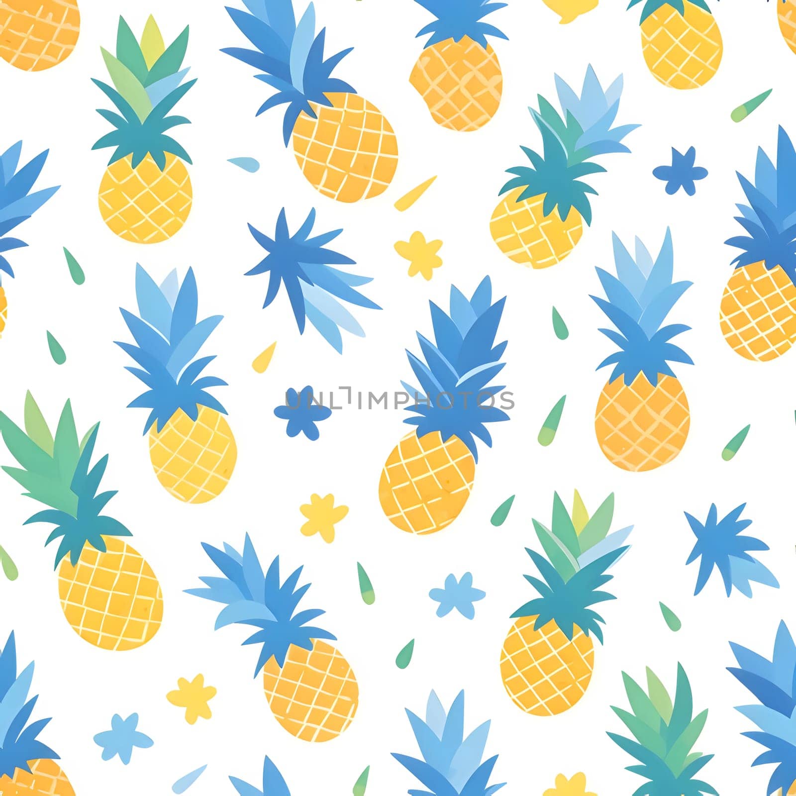 Patterns and banners backgrounds: Seamless pattern with pineapples and flowers. Vector illustration.