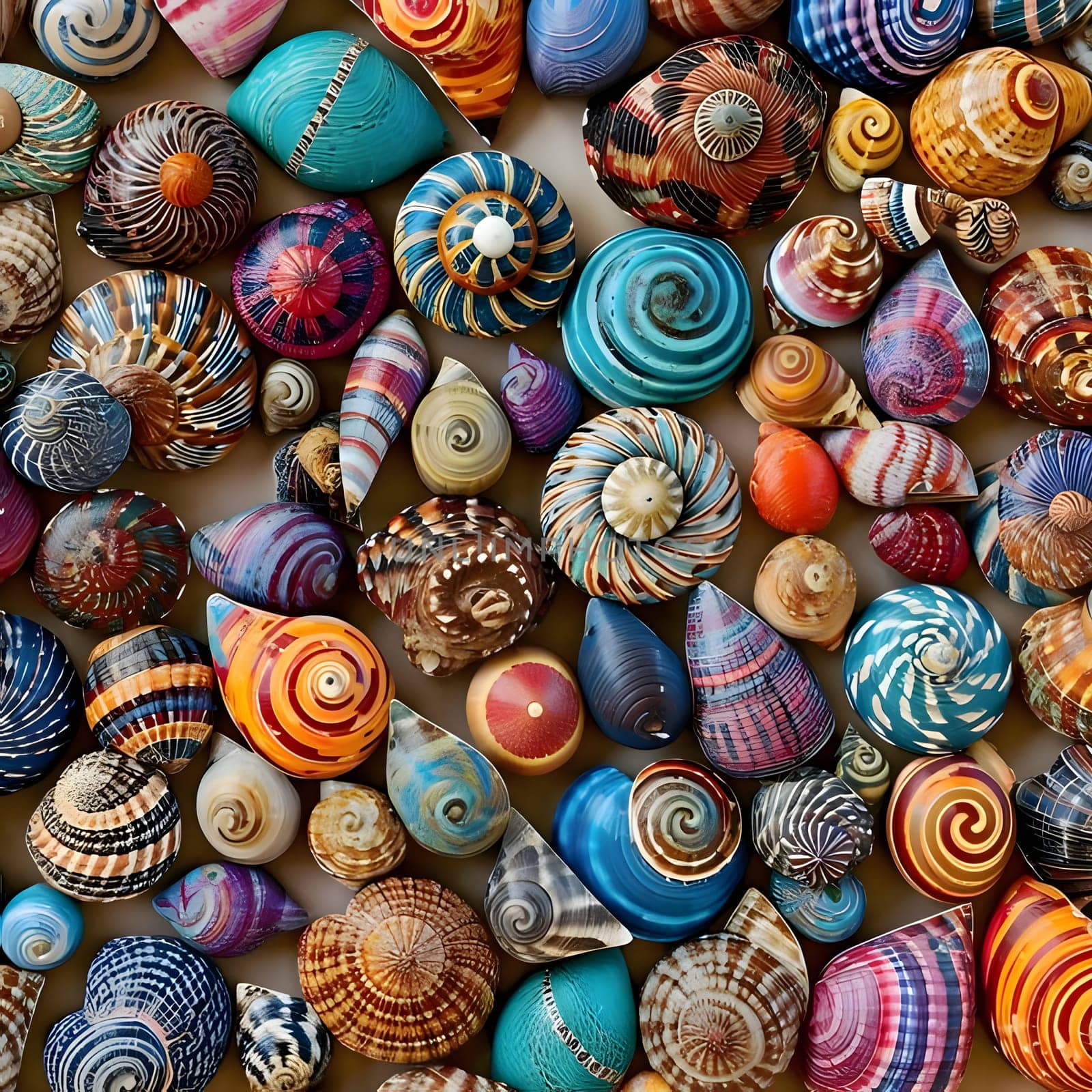 Seamless pattern with colorful seashells on a brown background by ThemesS