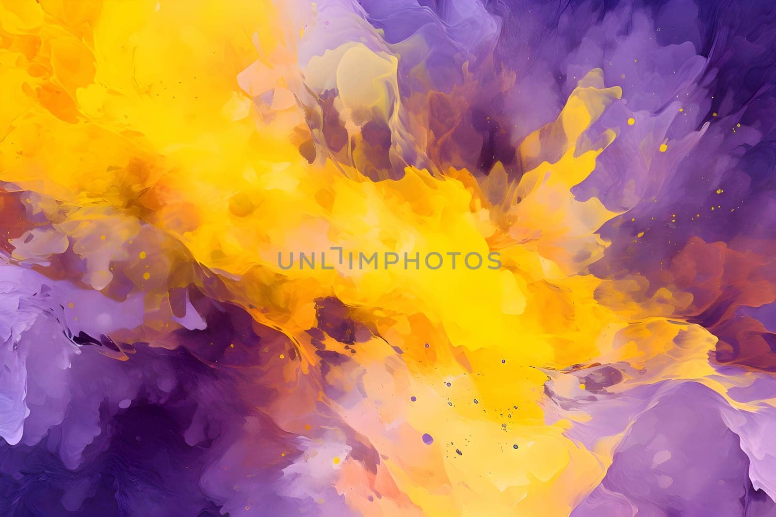 An abstract background transitioning from purple to yellow, resembling watercolor ink, creating a visually captivating and artistic design.