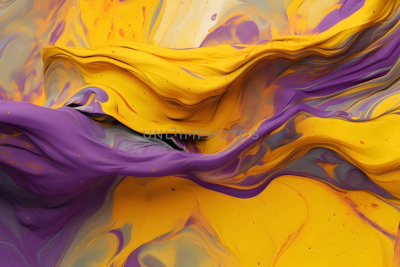 Abstract background with multicolored purple, white and yellow liquid paint. by ThemesS