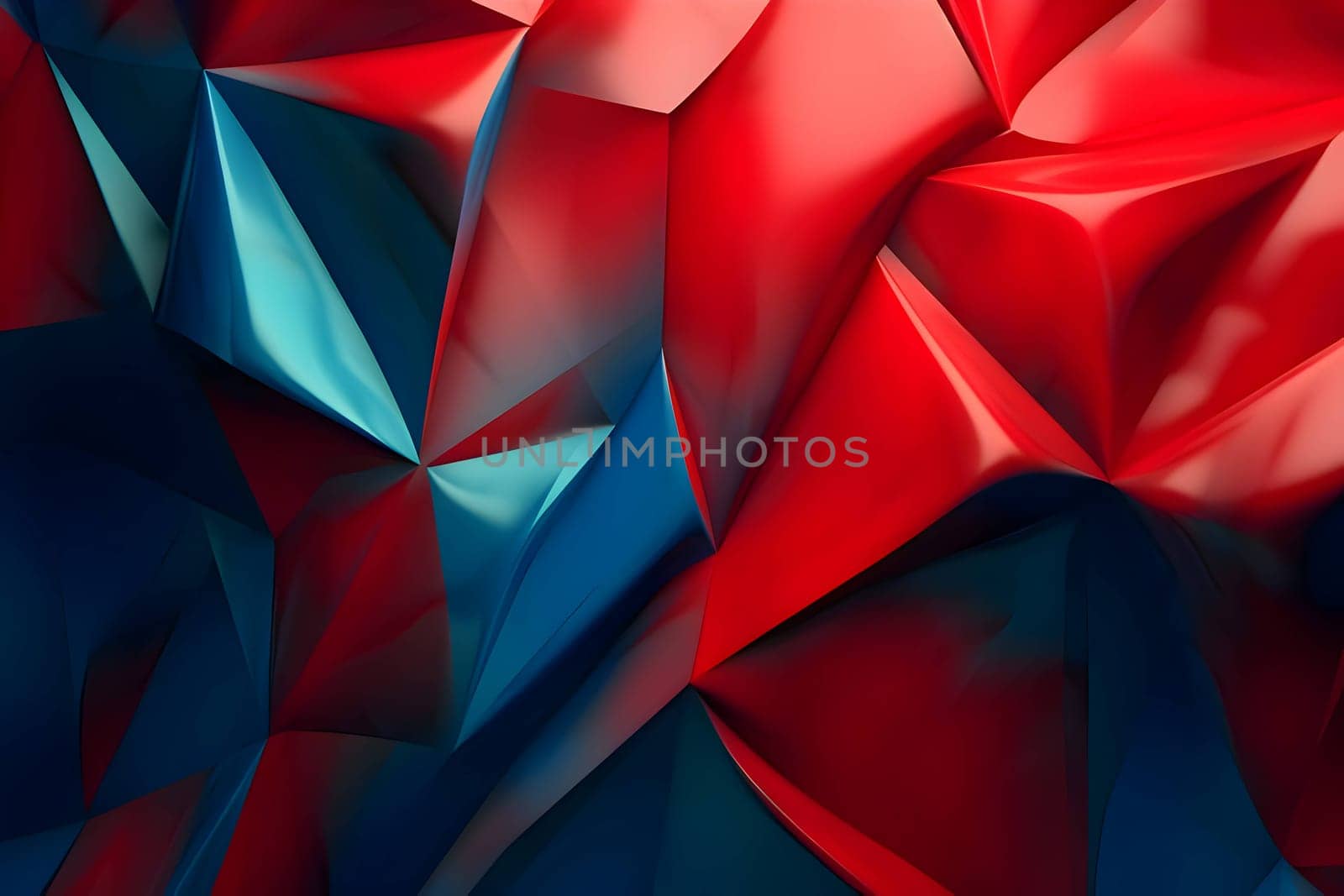An abstract background wallpaper adorned with geometric forms in shades of red and blue, creating a visually engaging and dynamic design.