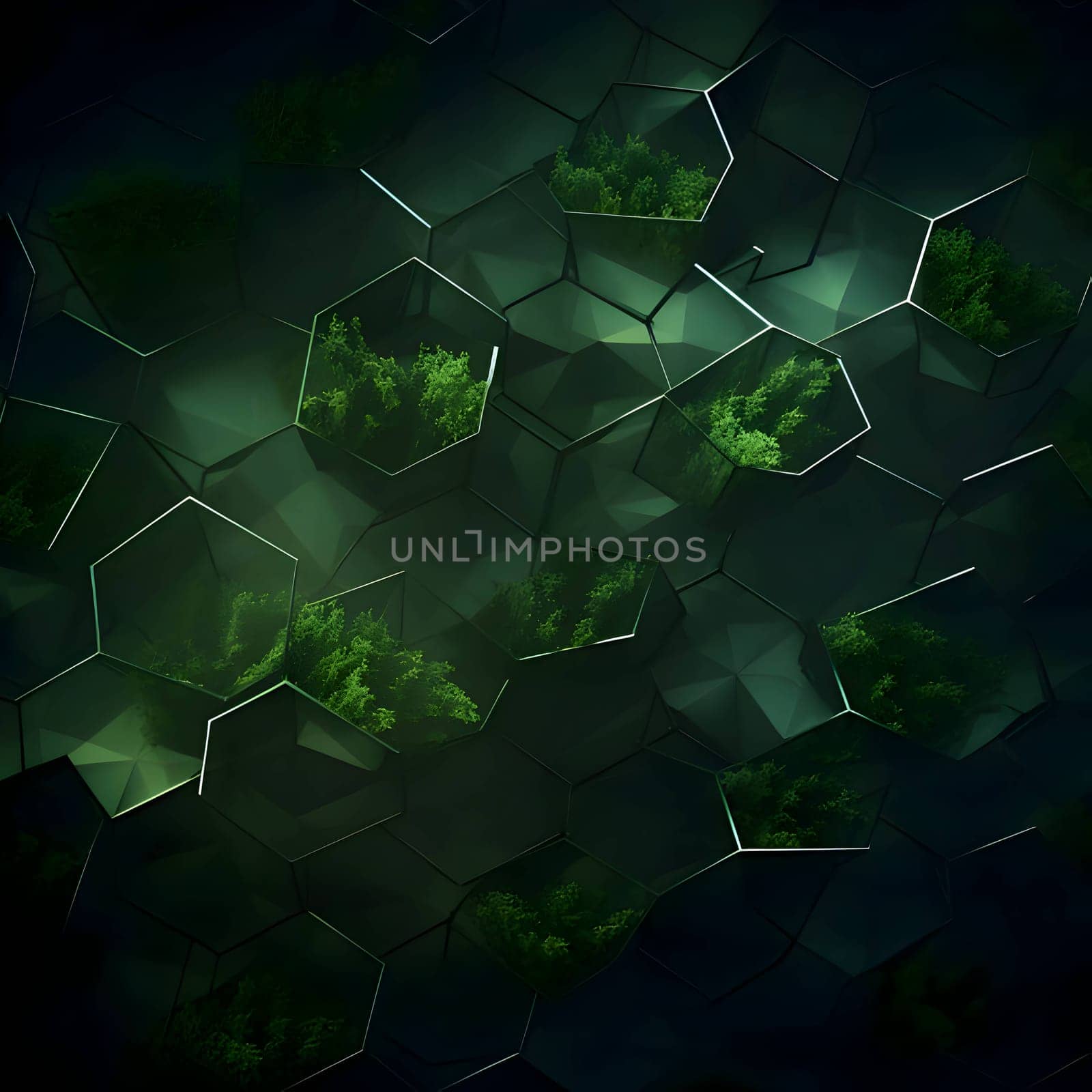 A minimal green glowing technology background featuring hexagons forms a captivating abstract wallpaper.