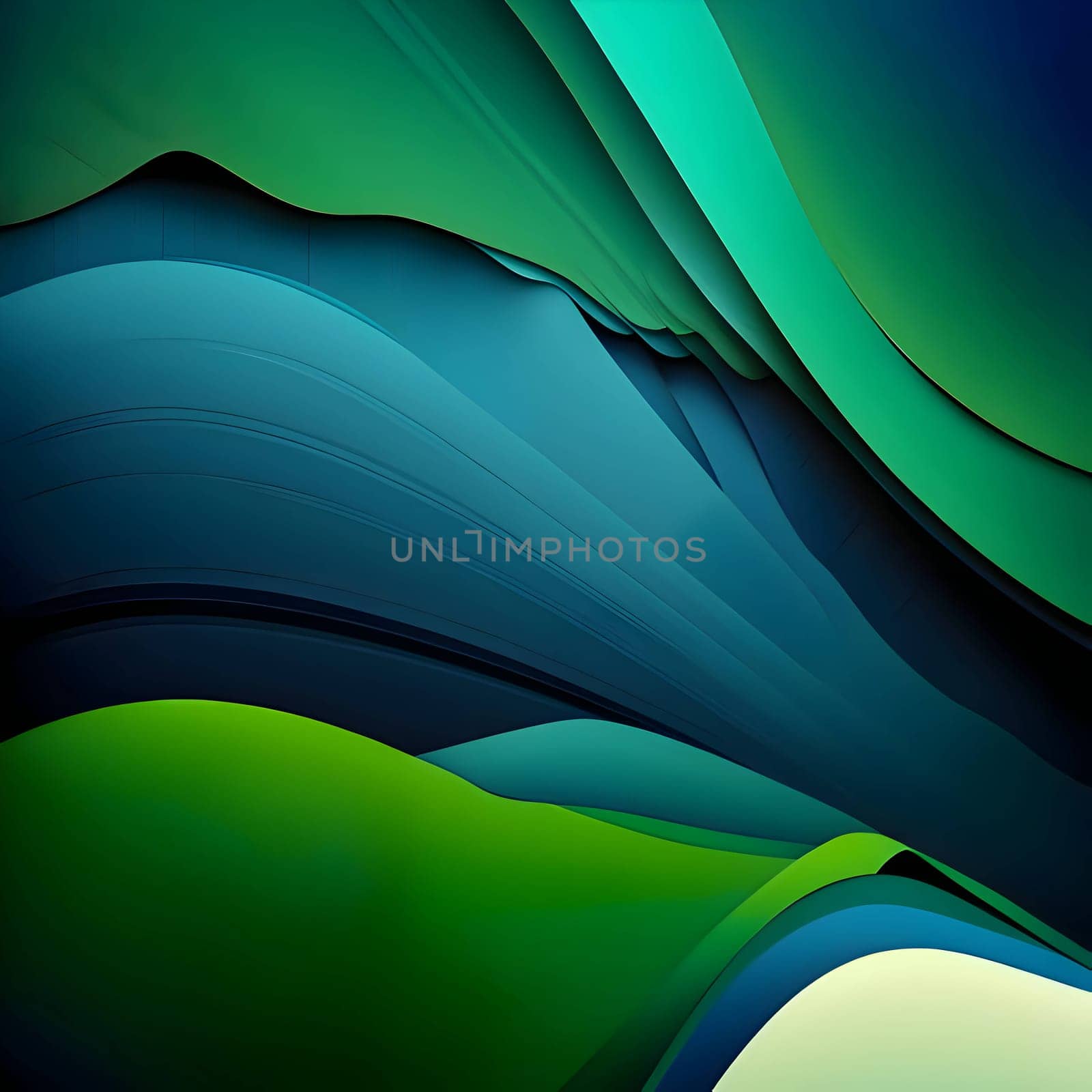 An abstract background with blue and green colors forms a captivating wave pattern, creating a visually dynamic and harmonious design.