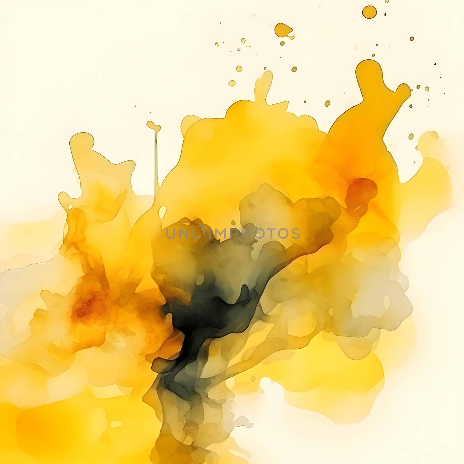 A single yellow watercolor blob forms a simple yet visually intriguing abstract background wallpaper.