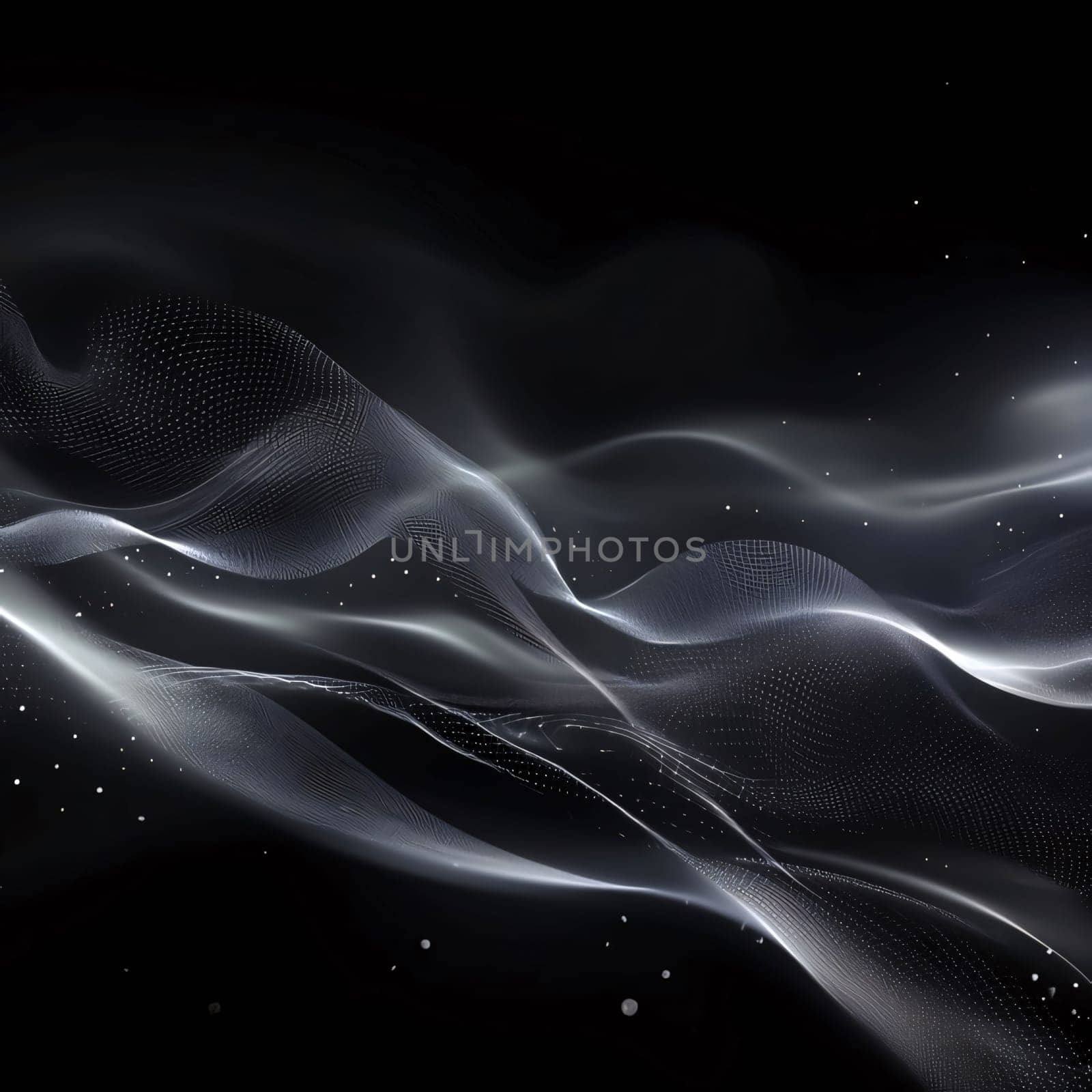 Abstract background design: Abstract particles wave on a dark background. Futuristic technology style.