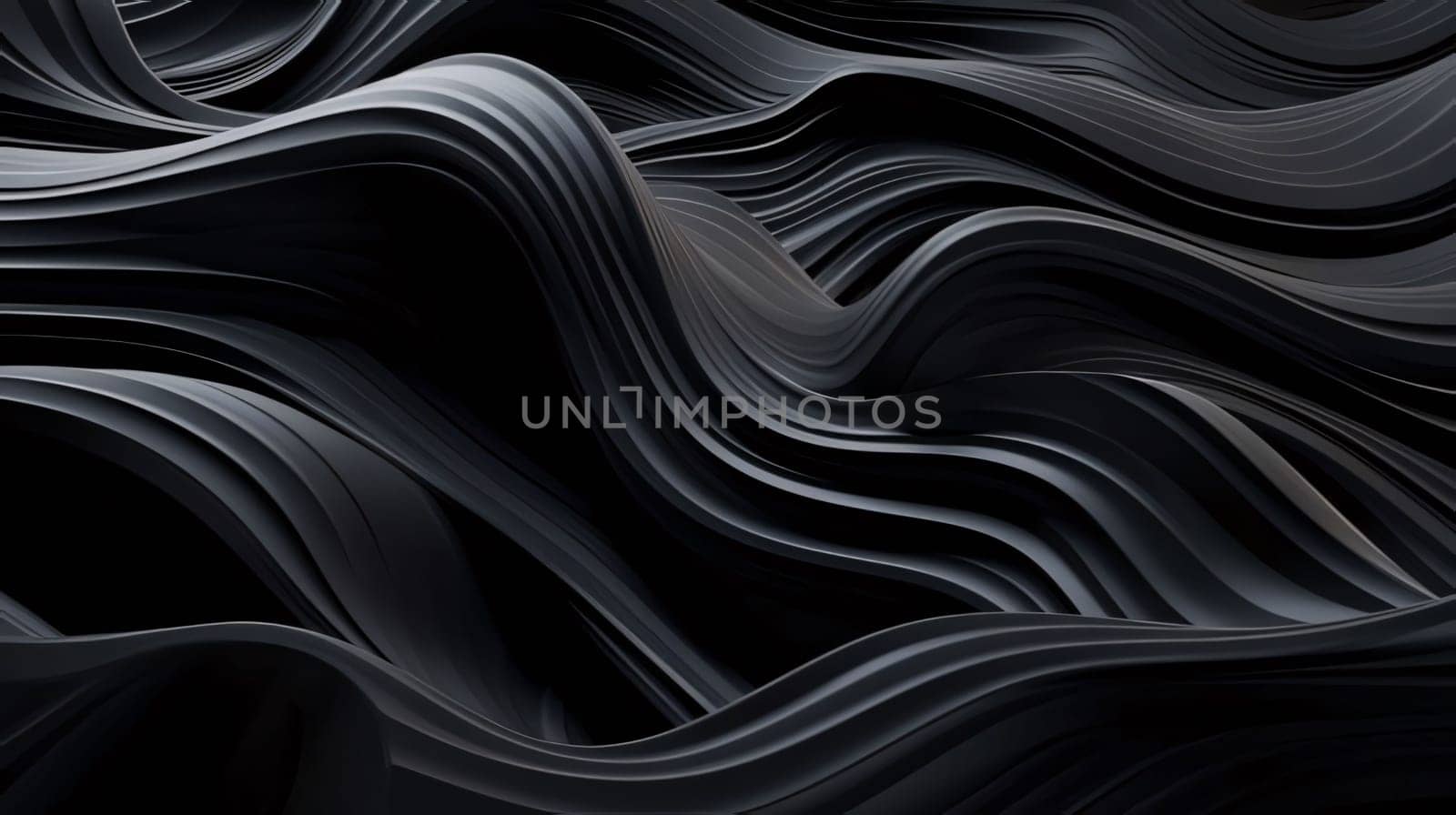 Abstract background design: Black abstract wavy background. 3d rendering, 3d illustration.