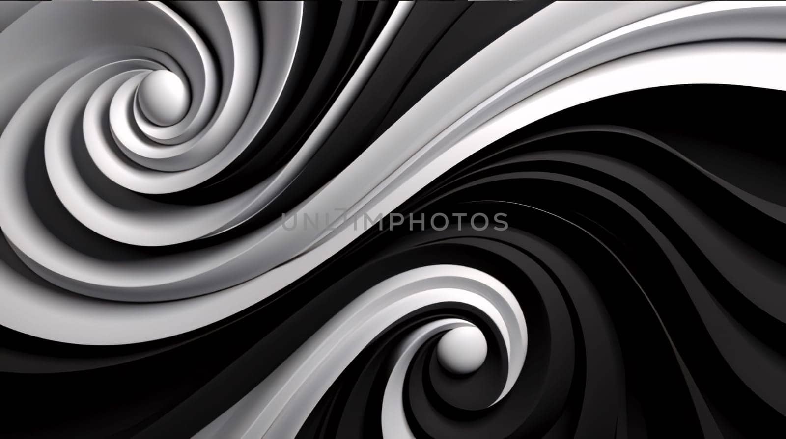 Abstract black and white wavy background. 3d rendering, 3d illustration. by ThemesS