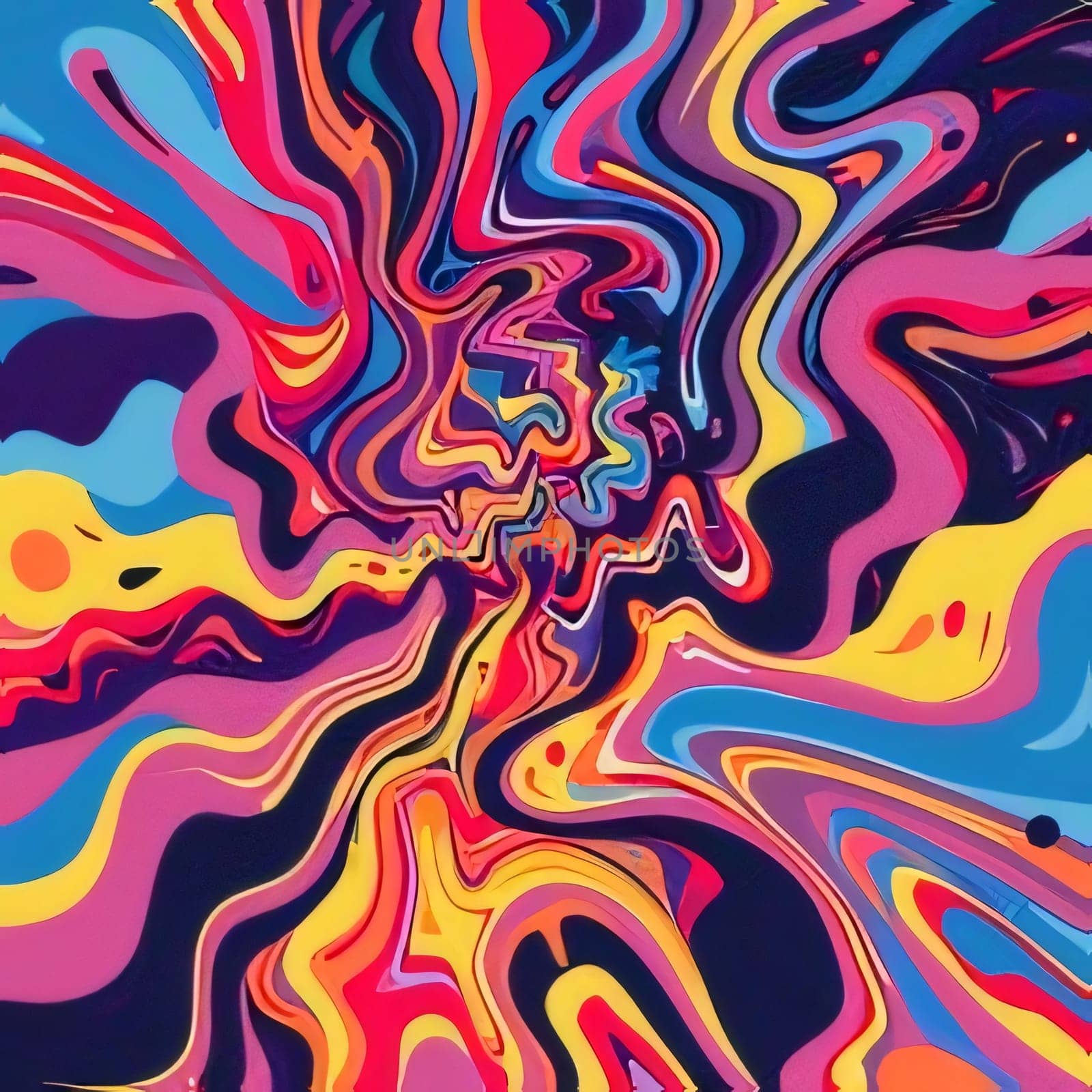 Abstract background design: Colorful psychedelic liquefied background. Psychedelic abstract pattern.