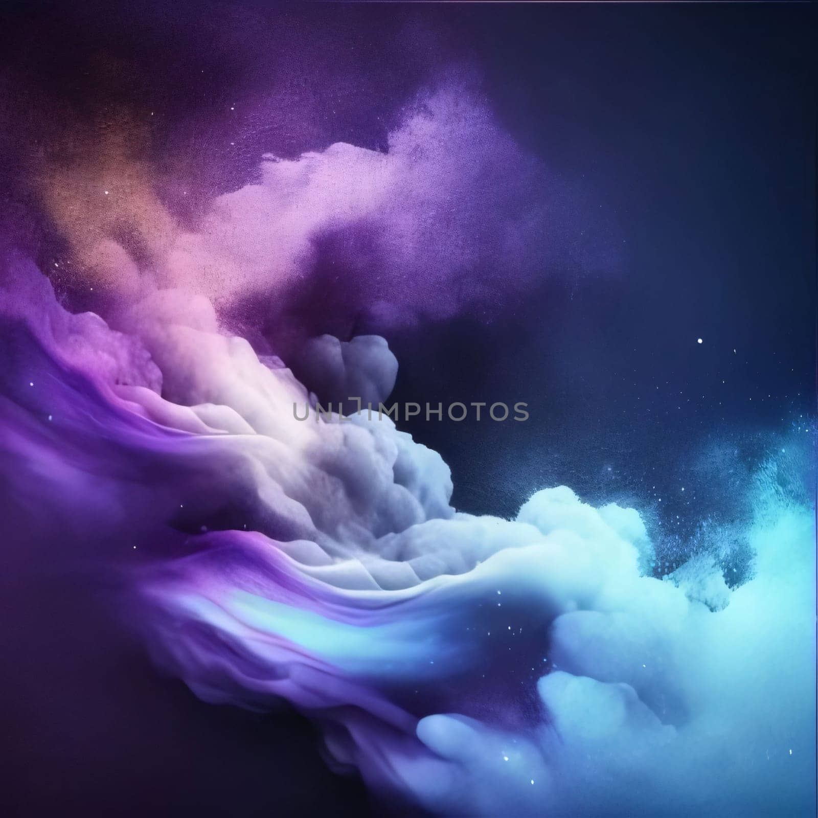 abstract space background with stars and nebula in blue and purple colors by ThemesS
