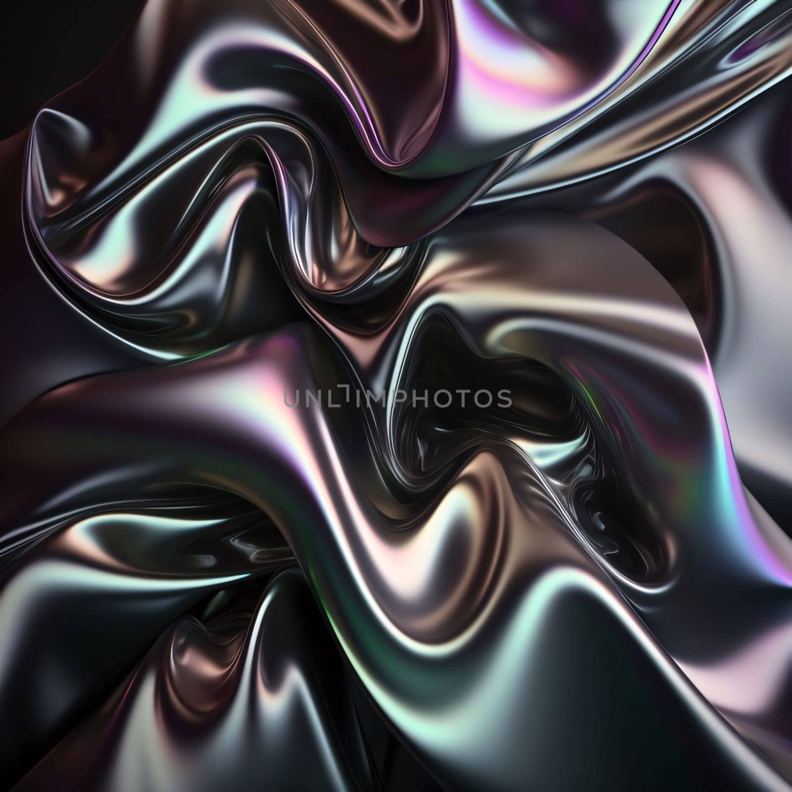 Abstract metallic background with waves and folds. 3d render illustration. by ThemesS