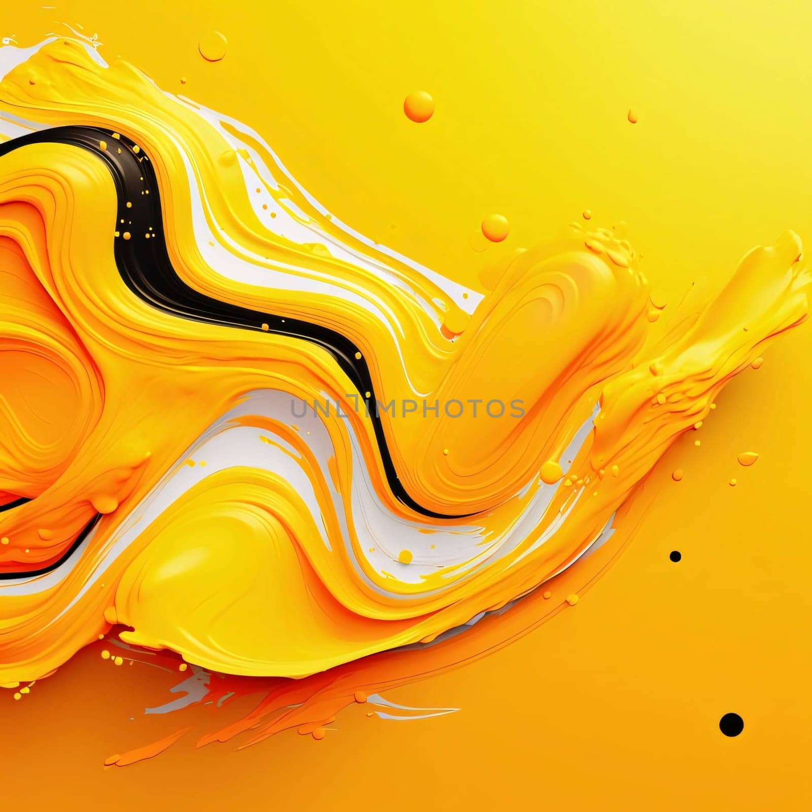 3d render, abstract background with yellow and orange paint splashes by ThemesS